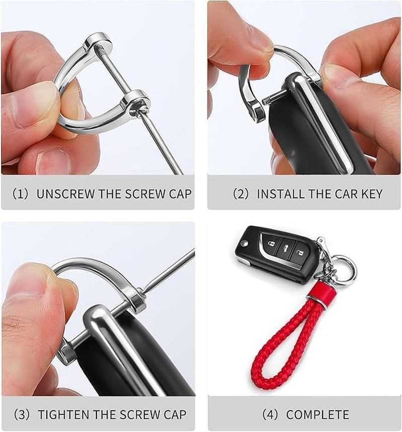 Leather Weave Keychain Suit for Car Keychain Keyring Present Woman ，With 360 Degree Rotatable D-Ring image number 1