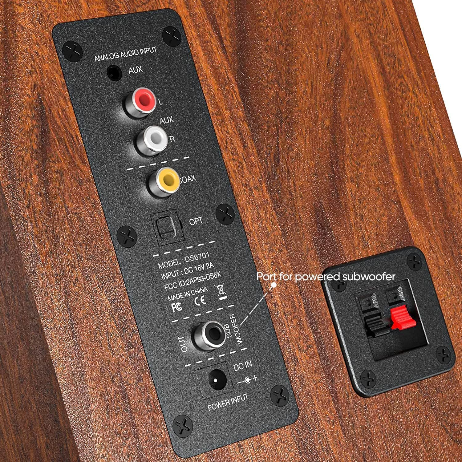 Saiyin Bluetooth Bookshelf Speakers, 40W X 2 Powered TV Speakers with 4 Inch Woofer, Turntable Speakers with Optical/Aux Input/Subwoofer Line Out for PC and Tvs image number 4