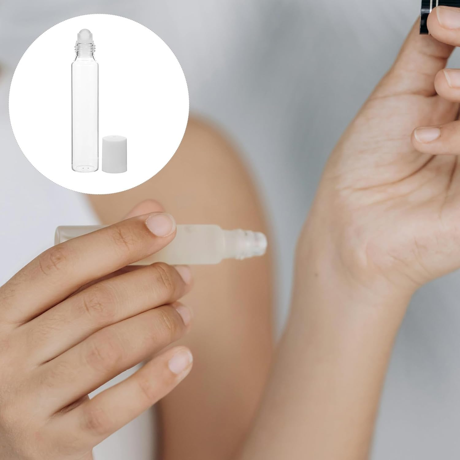 Generic 5Pcs 20Ml Refillable Glass Roller Bottles with Press Lock Essential Oil Roll-On Bottles for Travel and Skincare image number 4