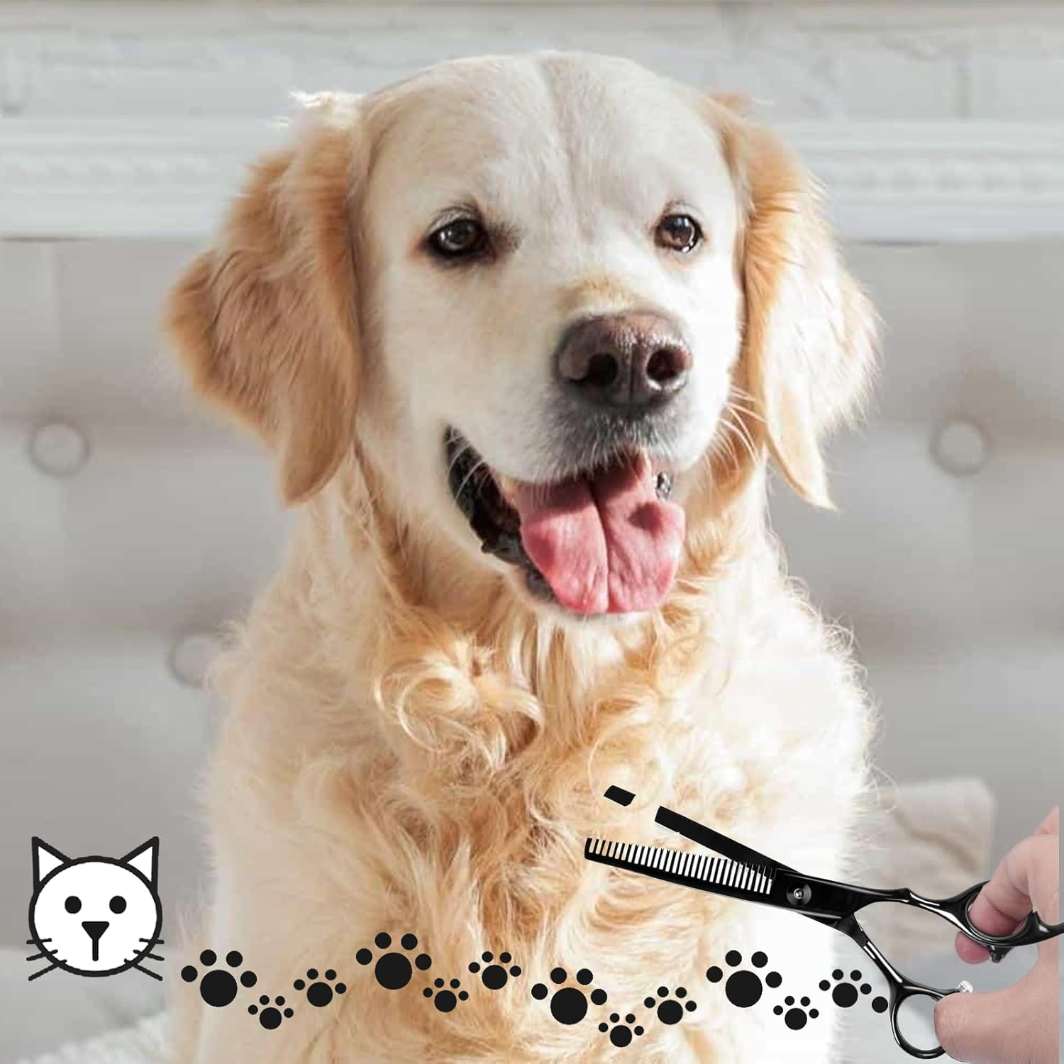 Professional Thinning Scissors for Dog, Pet Texturizing Scissors, Grooming Tooth Scissors for Dogs Cats Pets, Black Titanium Stainless Steel Scissors with Adjustable Ccrew - 28 Teeth - Tooth Scissors image number 4