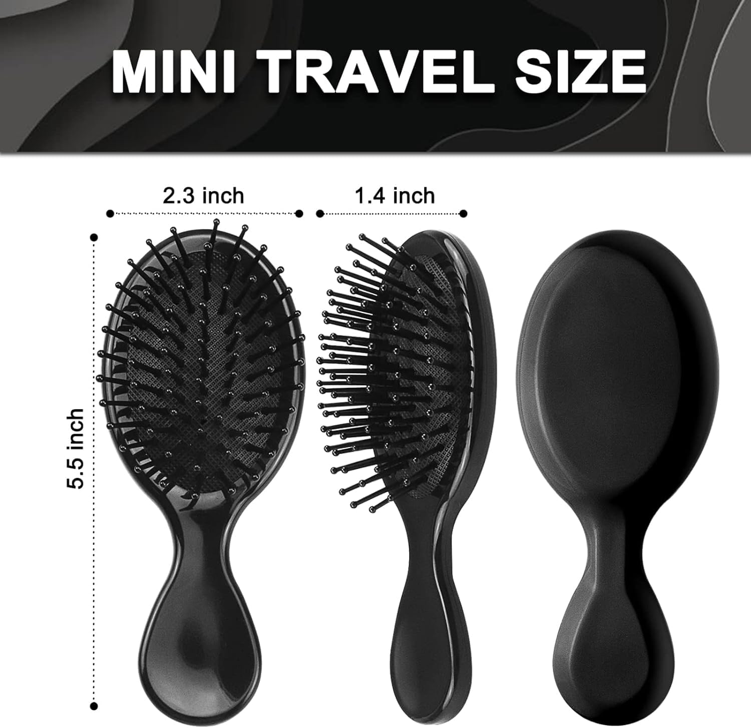 100 Pack Mini Hair Brushes Bulk, Travel Hair Brush Individually Wrapped, Soft Bristles Adds Shine, Scalp Massage and Detangling, Safe for All Hair Types Extensions, Wigs(Bright Black) image number 2