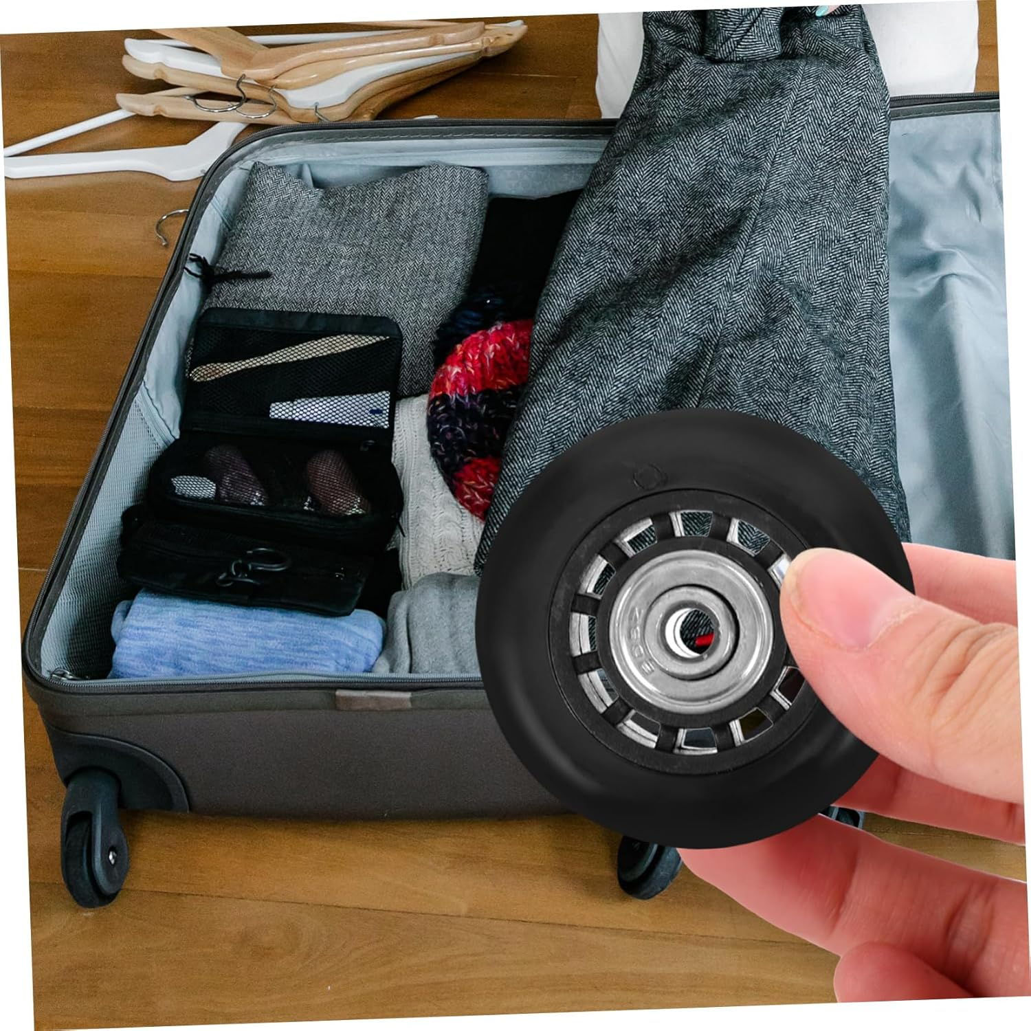 ULTECHNOVO 2Pcs Luggage Wheels Replacement Kit Metal Bearing Swivel Caster 60X23Mm Universal Suitcase Travel Wheel Repair Accessories image number 3