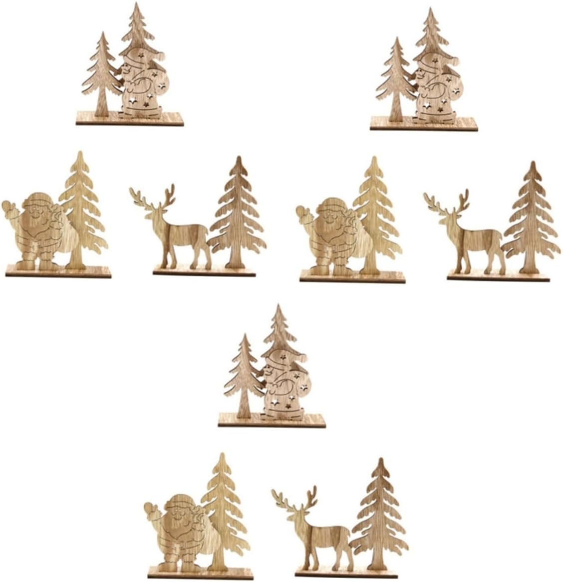COHEALI 9Pcs Unique Elk Santa Christmas Ornament Wooden Decor Easy to Decorate for Party image number 5