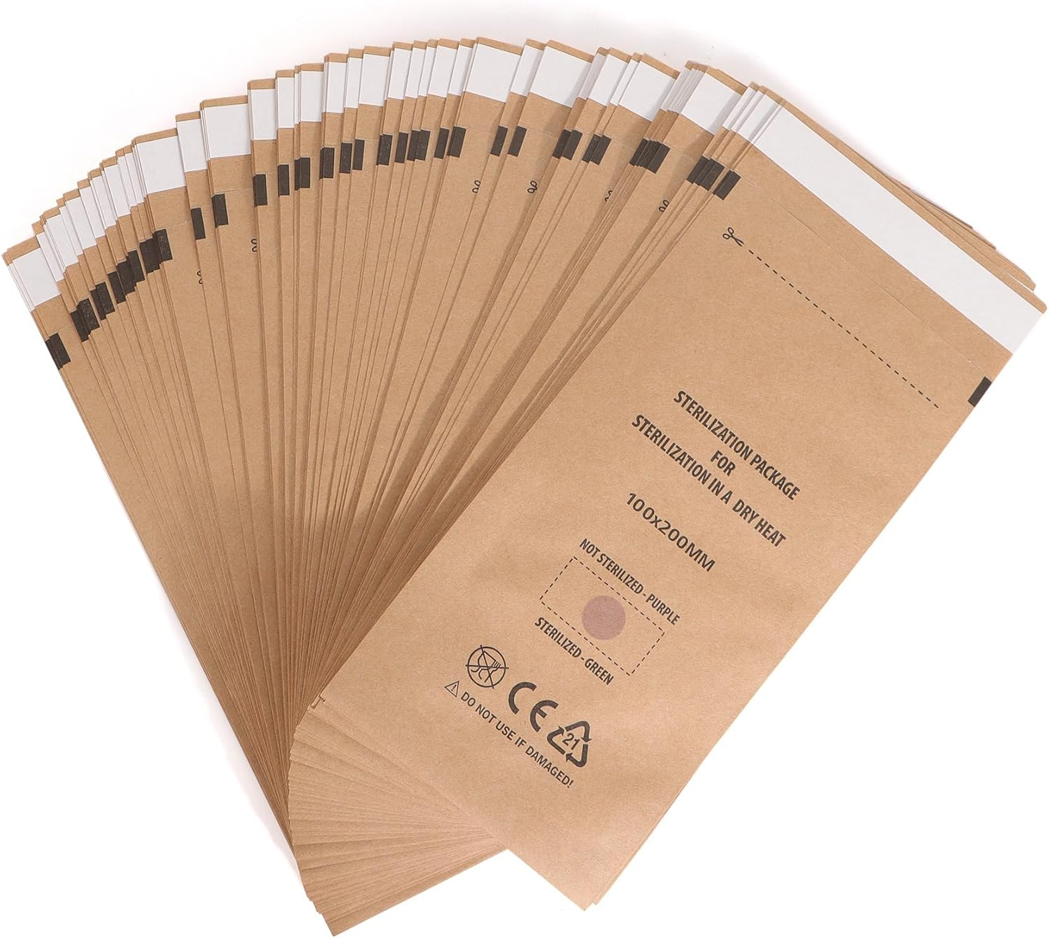Disposable Kraft Paper Self-Sealing Sterilization Bags &ndash; High-Temperature Dry Heat Sterilization Bags for Nail Salon, One-Time Use, Bulk Packaging image number 1