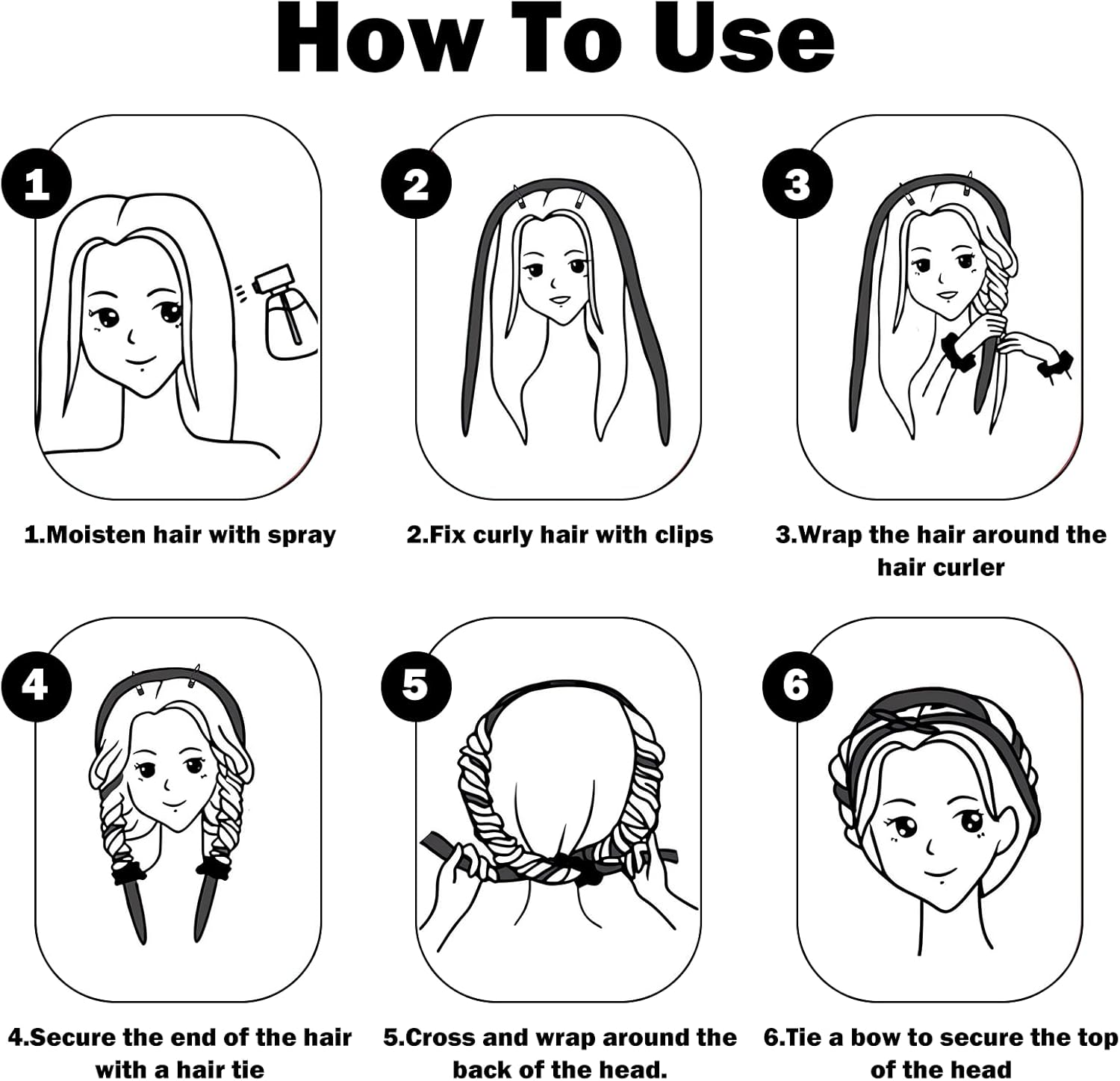 Pack of 2 Hheatless Curls Band Overnight Heatless Curls Silk Suitable for Use during Sleep, Suitable for Long and Short Hair (Black + Coffee Leopard Print) image number 4