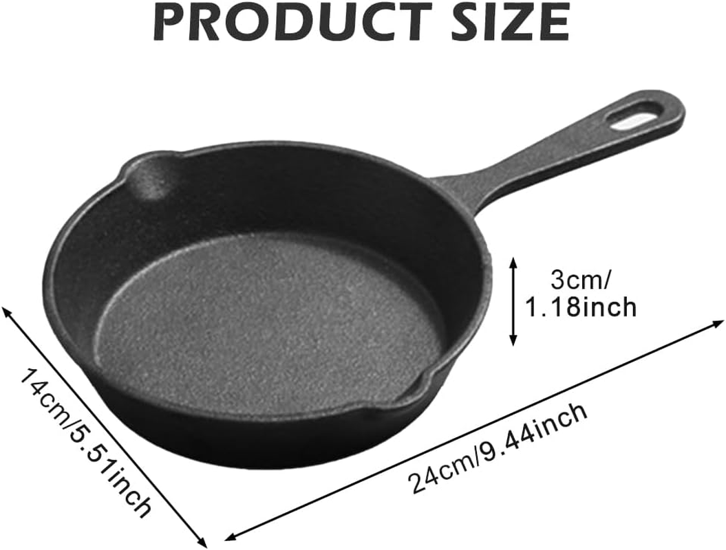 6 Inch Cast Iron Skillet, Uncoated Frying Pan, Frying Pan with Drip-Spouts, Pre-Seasoned Oven Safe Cookware, Camping Indoor and Outdoor Cooking, Grill Safe, Restaurant Chef Quality image number 2