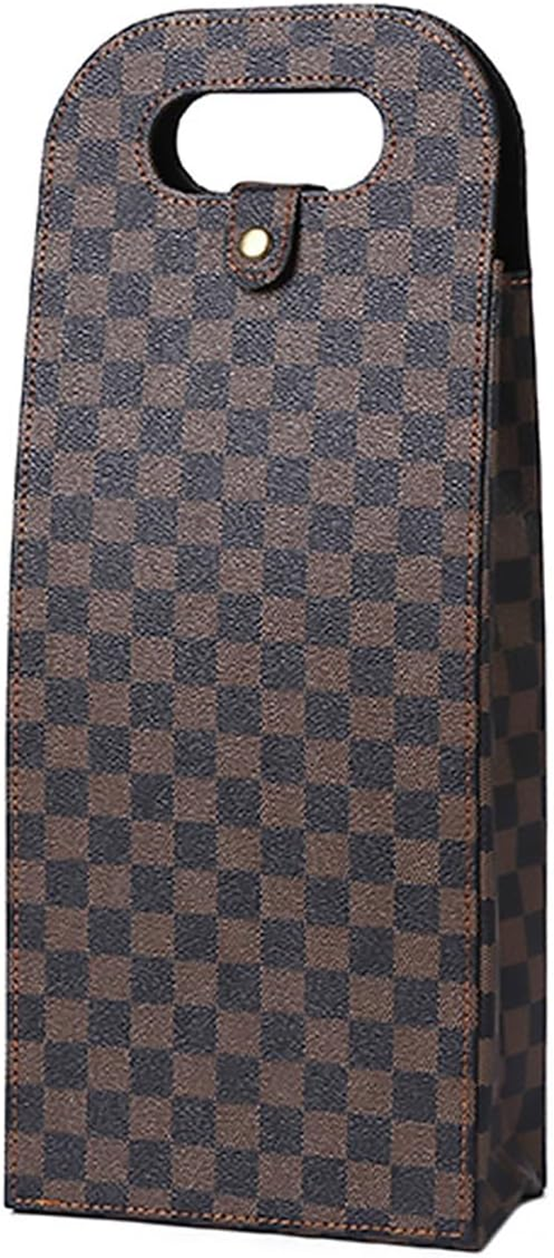 AIMALL PU Leather Wine Tote Bag Single/Double Bottle Foldable Portable for Picnic, Party, and Outdoor Use, Practical Handle, Metal Buckle Closure, 750Ml Capacity