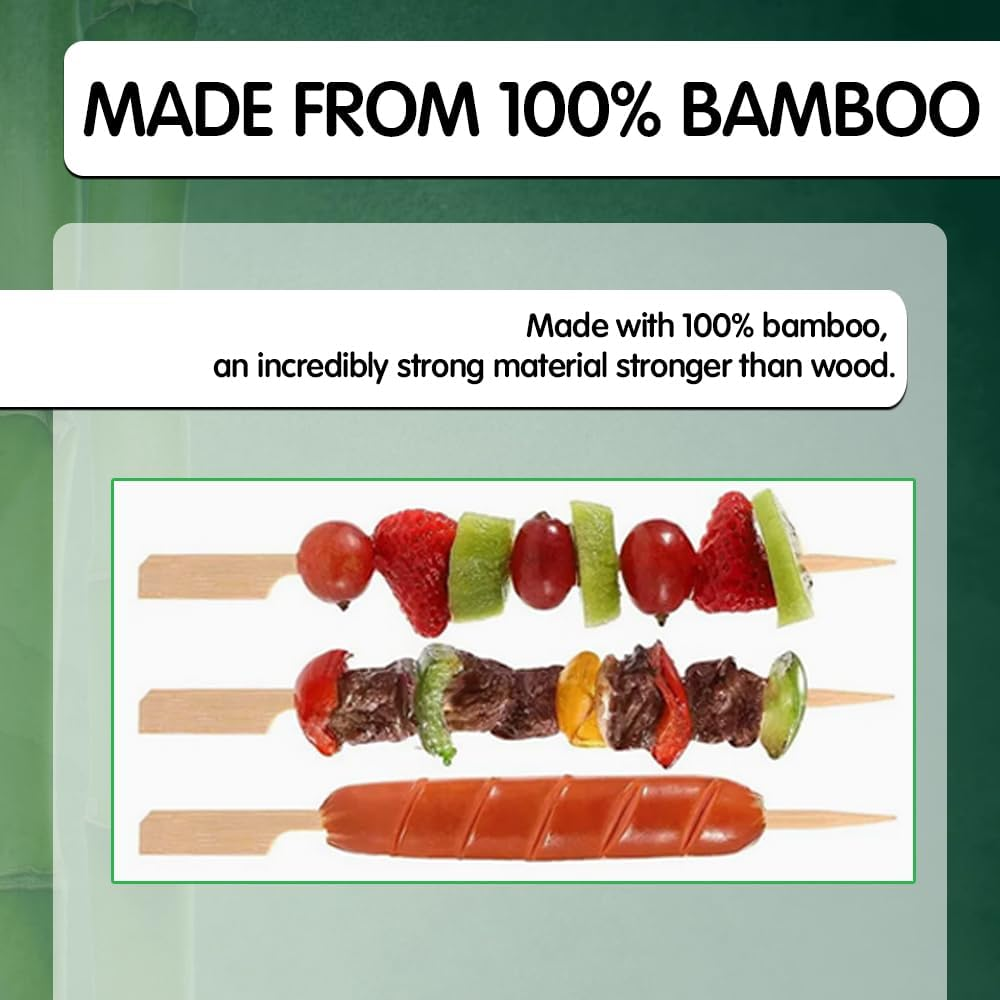 300 Pcs Bamboo Skewers, Wide Flat Paddle Wood Skewer - Teppo Picks for Parties, Appetizers, Marshmallows, Fruits, Grilling Barbecue (BBQ) - by Mobi Lock image number 3