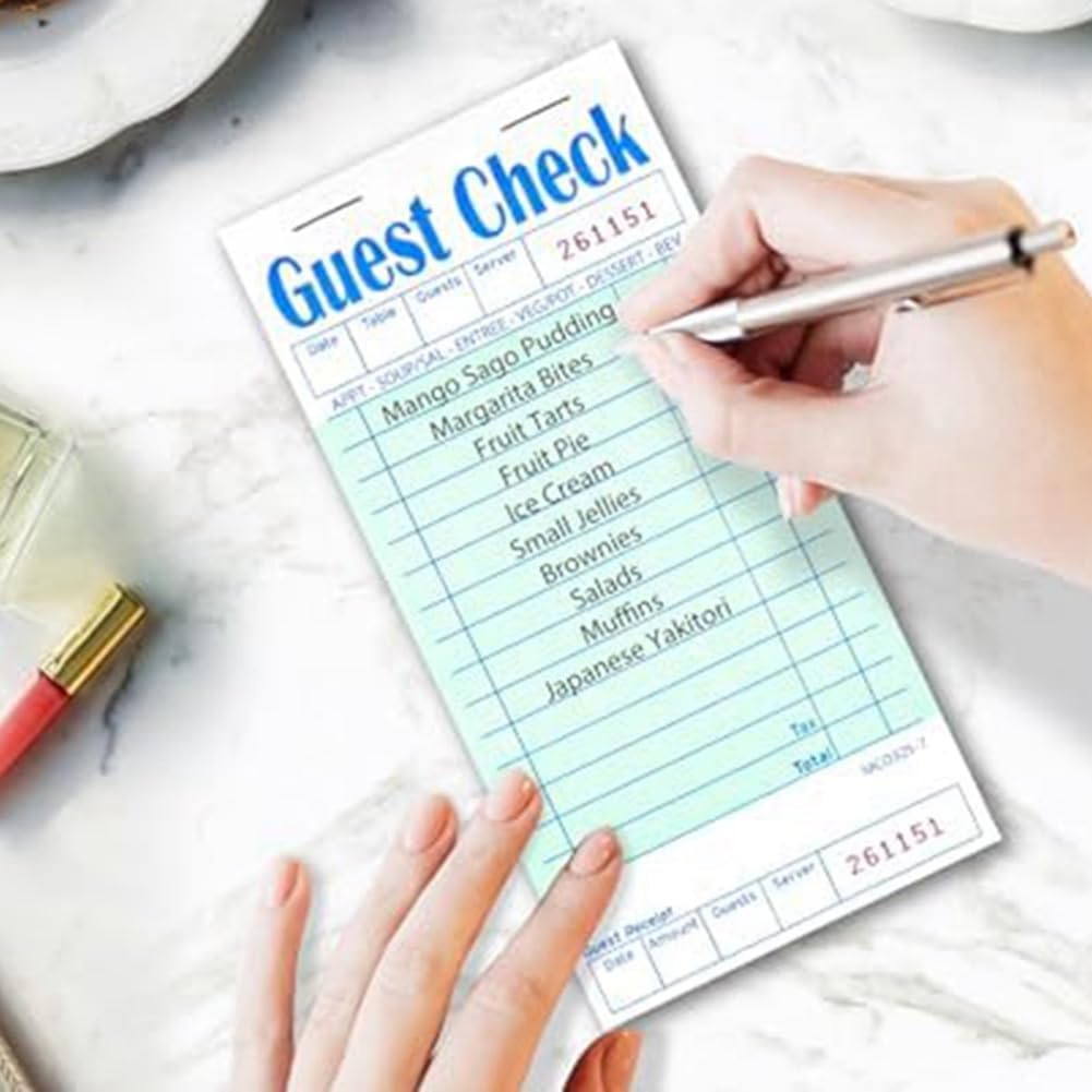 Zicojia 5 Pack Guest Check Books Green Waiter Checkbook Restaurant Order Pad 50 Sheets/Pack image number 1