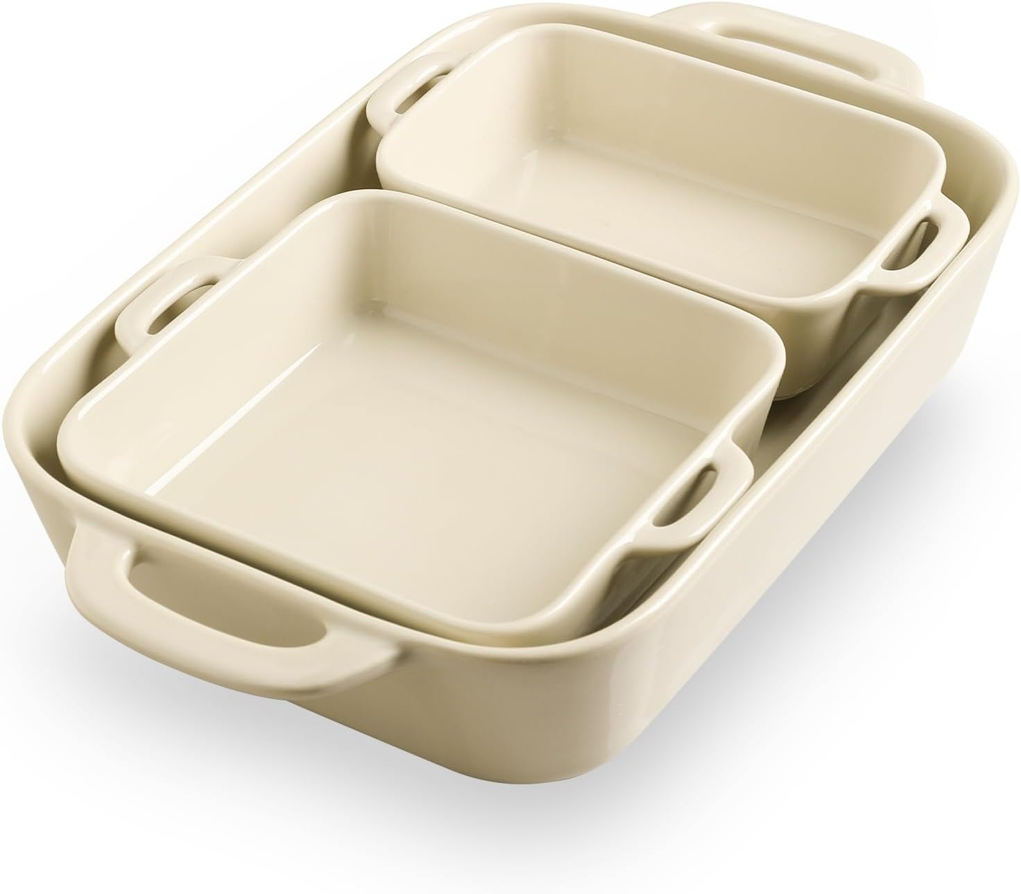 Sweejar Ceramic Bakeware Set, Rectangular Baking Dish for Cooking, Kitchen, Cake Dinner, Banquet and Daily Use, 12.5 X 8.9 Inches Porcelain Baking Pans (White)