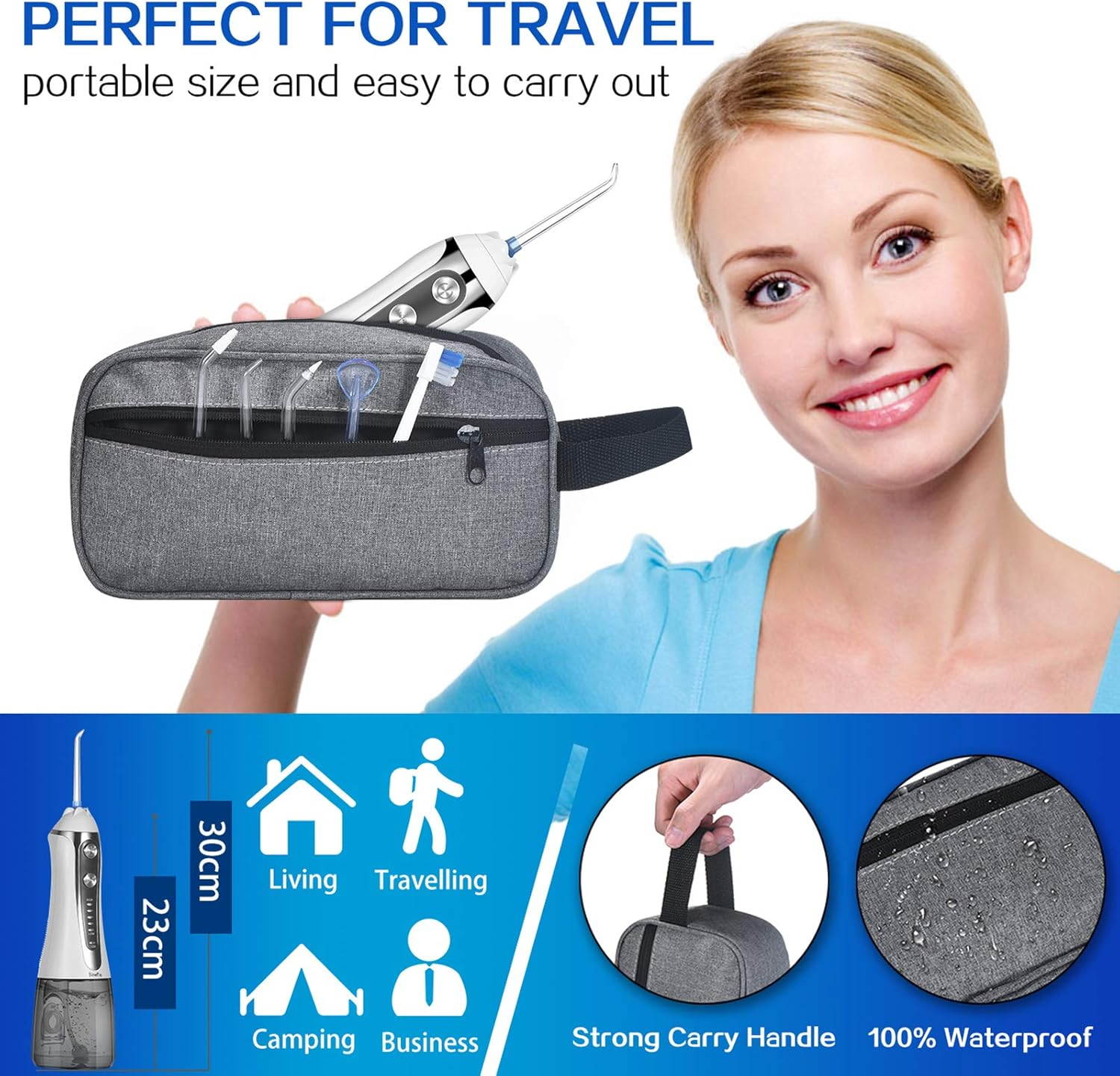 Water Flosser for Teeth Cordless with 5 Modes, Binefia 360&deg; Rotation Oral Irrigator, IPX7 Waterproof, 300ML & 6 Jet Tips Water Pick Teeth Cleaner, USB Rechargeable for 35-Days Use at Home/Travel