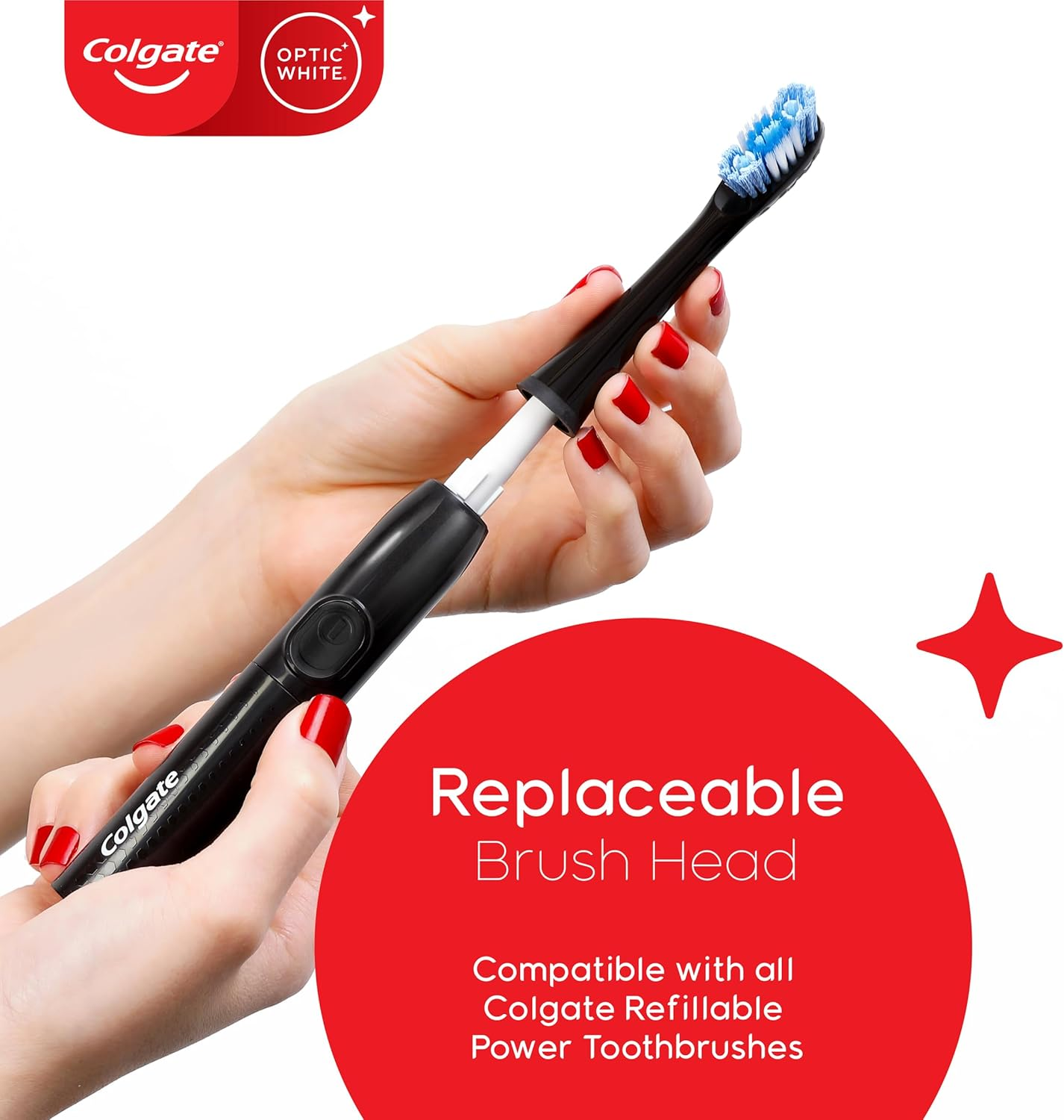 Colgate Optic White Powered Toothbrush Soft Refill 2 Pack image number 1