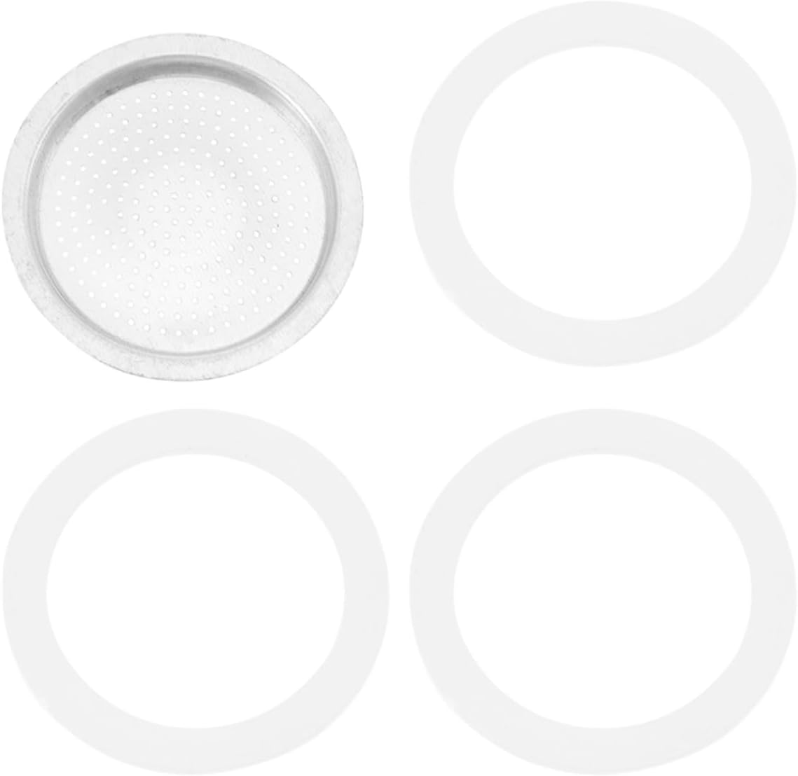 HOUDERCO Espresso Coffee Pot Accessories Set 3 Silicone Sealing Gaskets 1 Aluminum Filter for 150Ml Mocha Pot Replacement Parts Compatible Home Coffee Bar image number 2