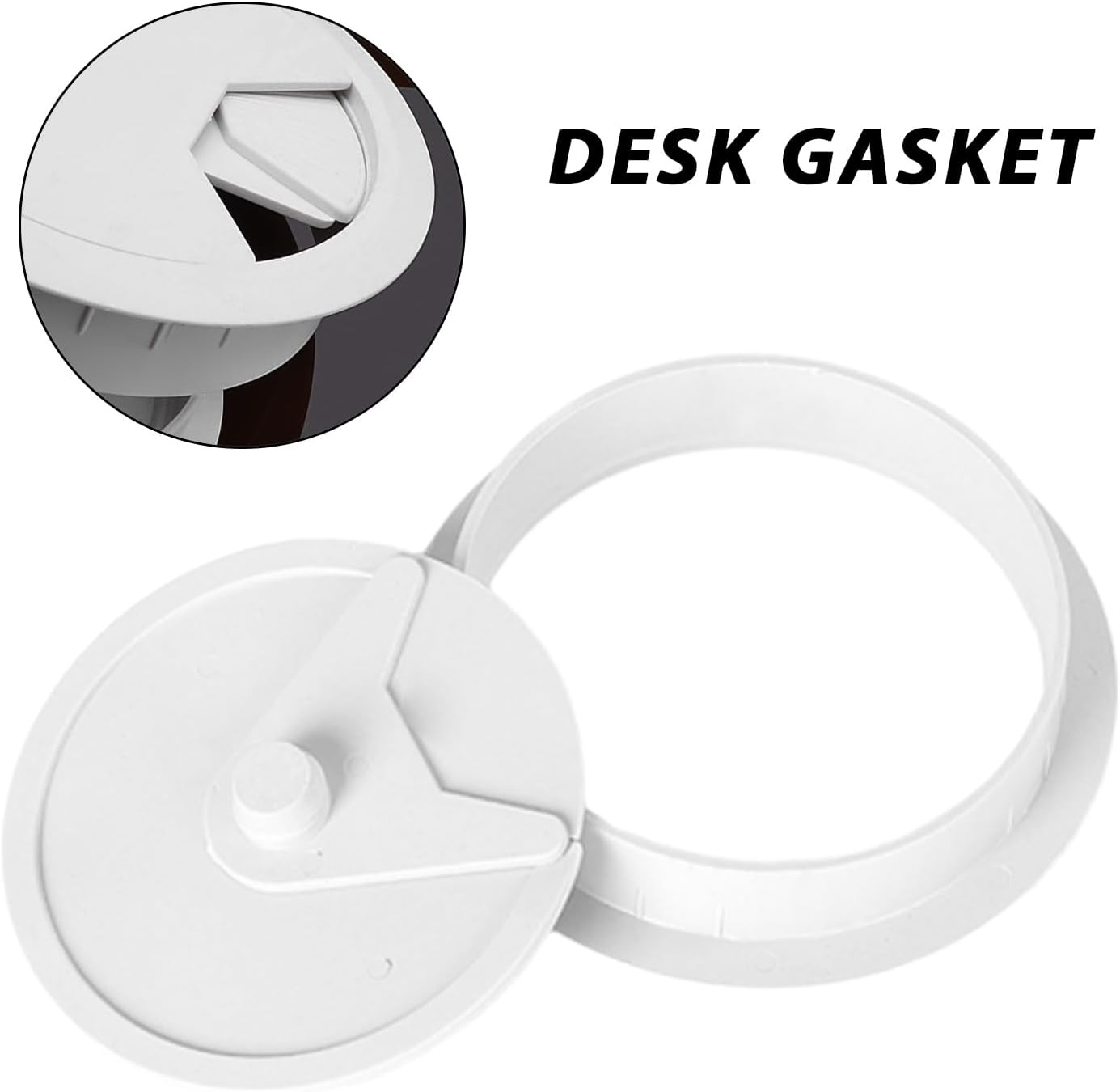 Pack of 2 White 80 Mm Washers for Desk, Cut Out Cable Management Box, Plastic Cable Grommet, Cable Holes for Computer Desk, Suitable for Organising Cables image number 1