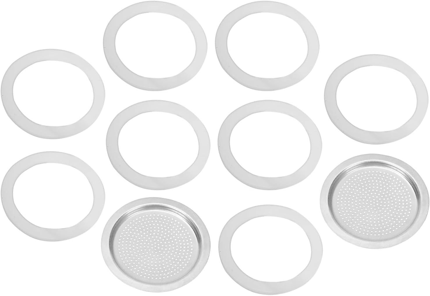 NAMOARLY 10Pcs Food-Grade Silicone Gasket Seal and Filter Set for 6-Cup 300Ml Stovetop Espresso Coffee Maker &ndash; Replacement Coffee Pot Seal Rings and Machine Spare Parts for Travel and Home image number 5