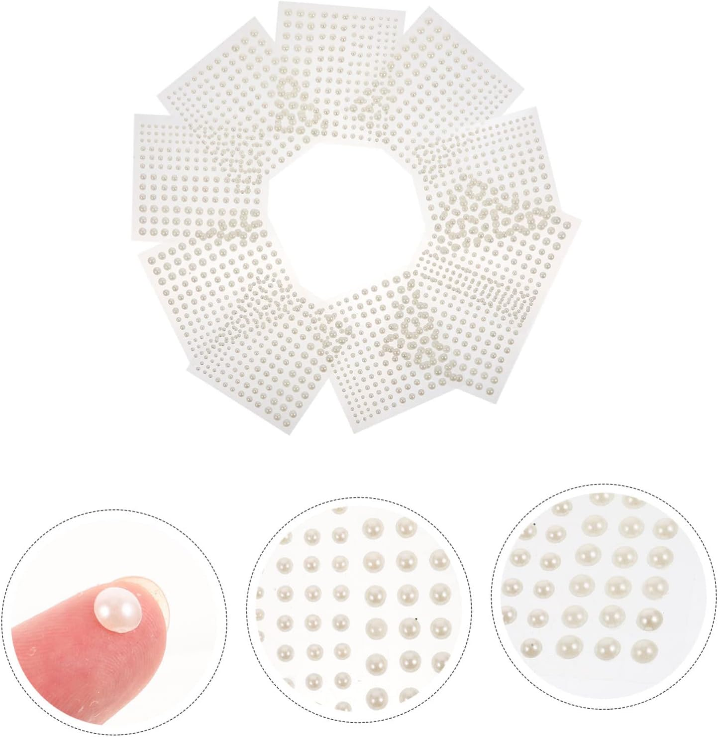 SEWOART Pearl Decoration Stickers DIY Mini Pearl Stickers for Women Face Beauty Crafts 10 Sheets image number 5