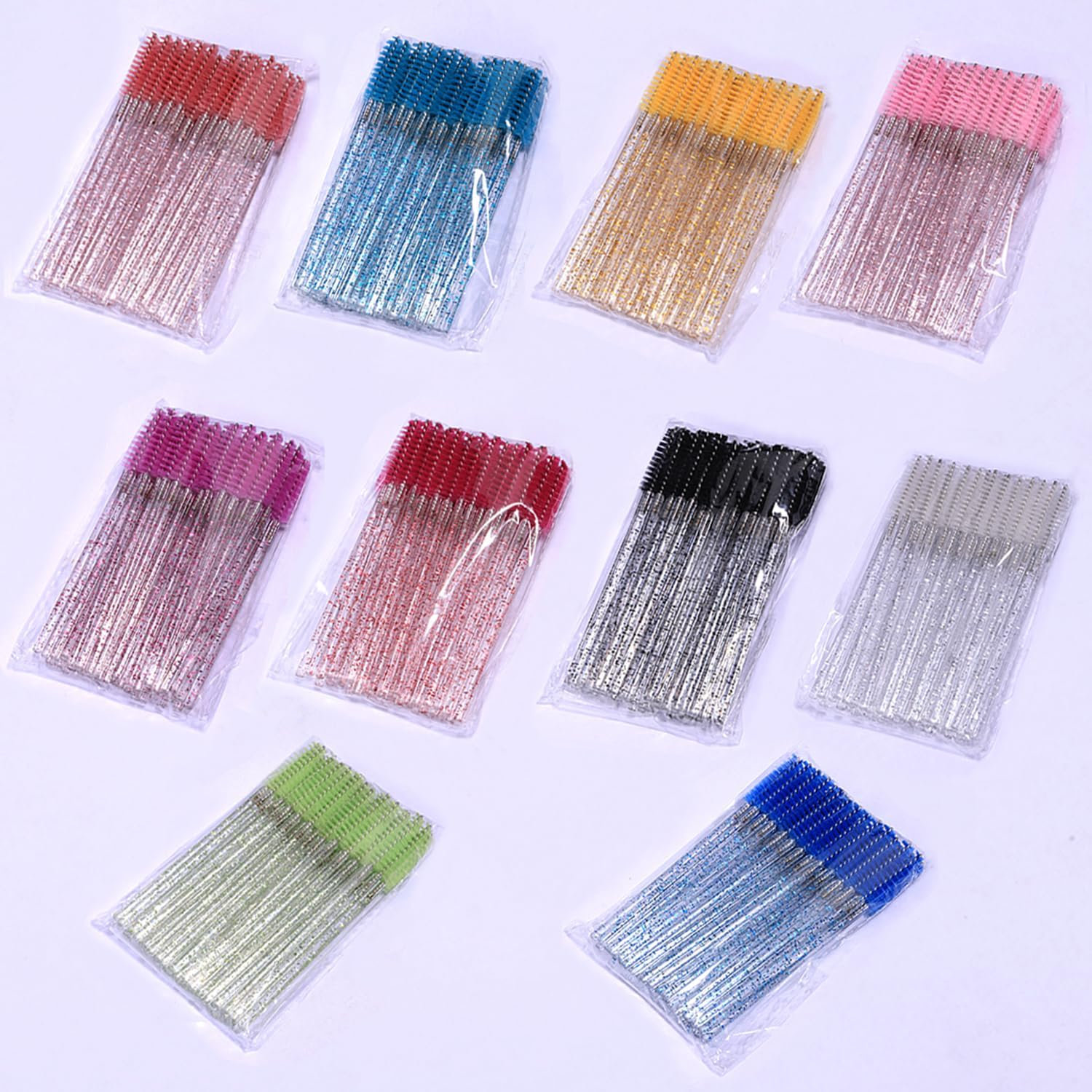 Mascara Wands Eyelash Brushes, 500 Pcs Multicolor Disposable Mascara Wands Eyelash Brush, Disposable Eyelash Mascara Brushes Wands, Eyebrow Brush Applicator Makeup Brush Tool (Crystal) image number 1
