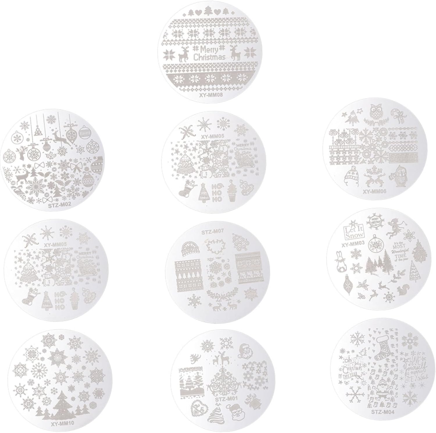 Healeved Nail Stamping Plates Christmas Theme 10Pcs Manicure Enhancement Kit Decorative Stamps for DIY Nails image number 1