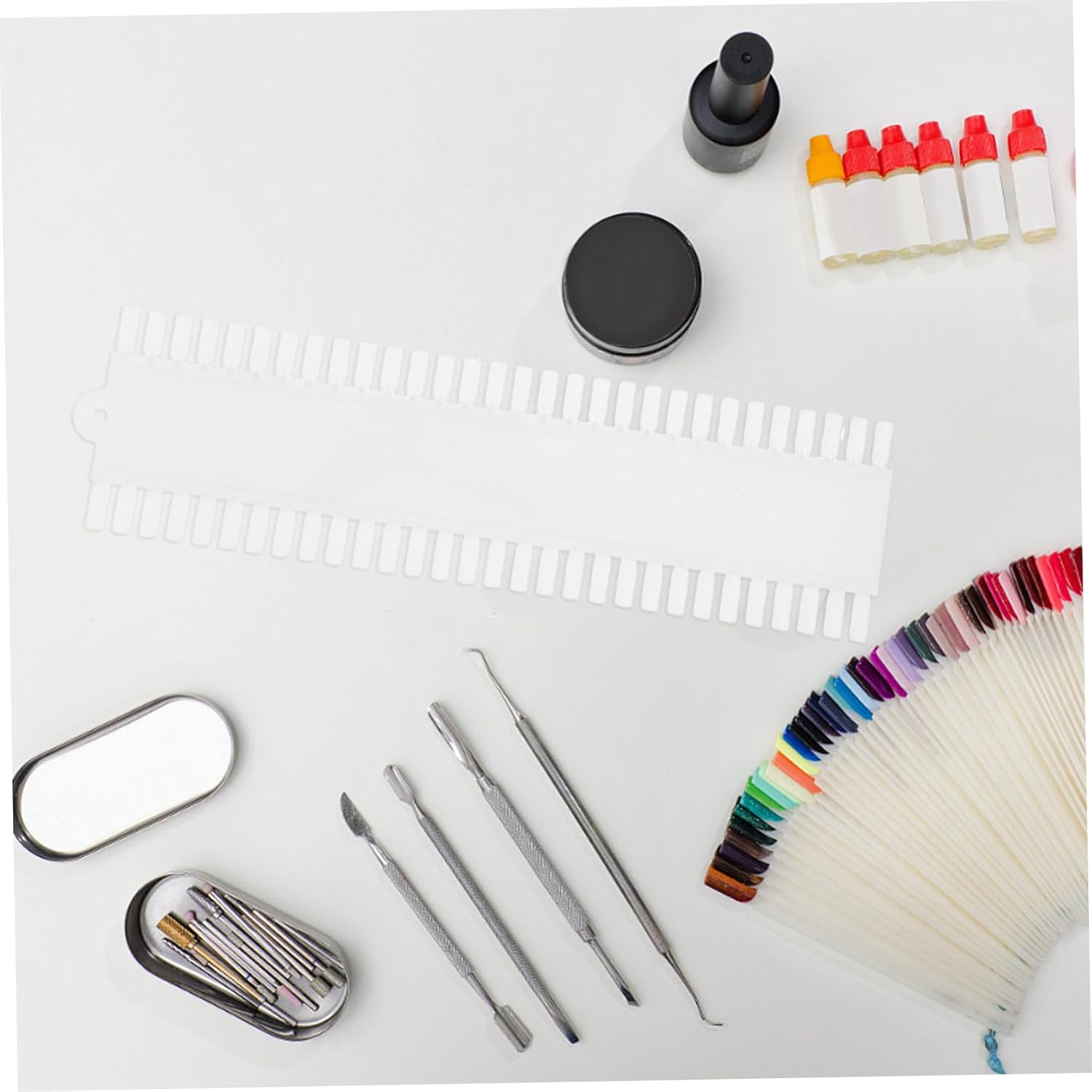 DINHEAROM 2Pcs Nail Tips Practice Board with Colors Nail Polish Display Palette Beige and Personal Use Sample Chart image number 2