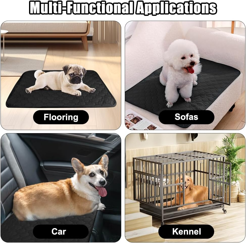 Reusable Dog Training Pads, Washable Pet Urine Mat, Pad for Dogs, Washable, Washable Pee Pads, Super Absorbent, Waterproof, Non-Slip, for Car, Sofa and Floor (60 X 45 Cm, Black) image number 6