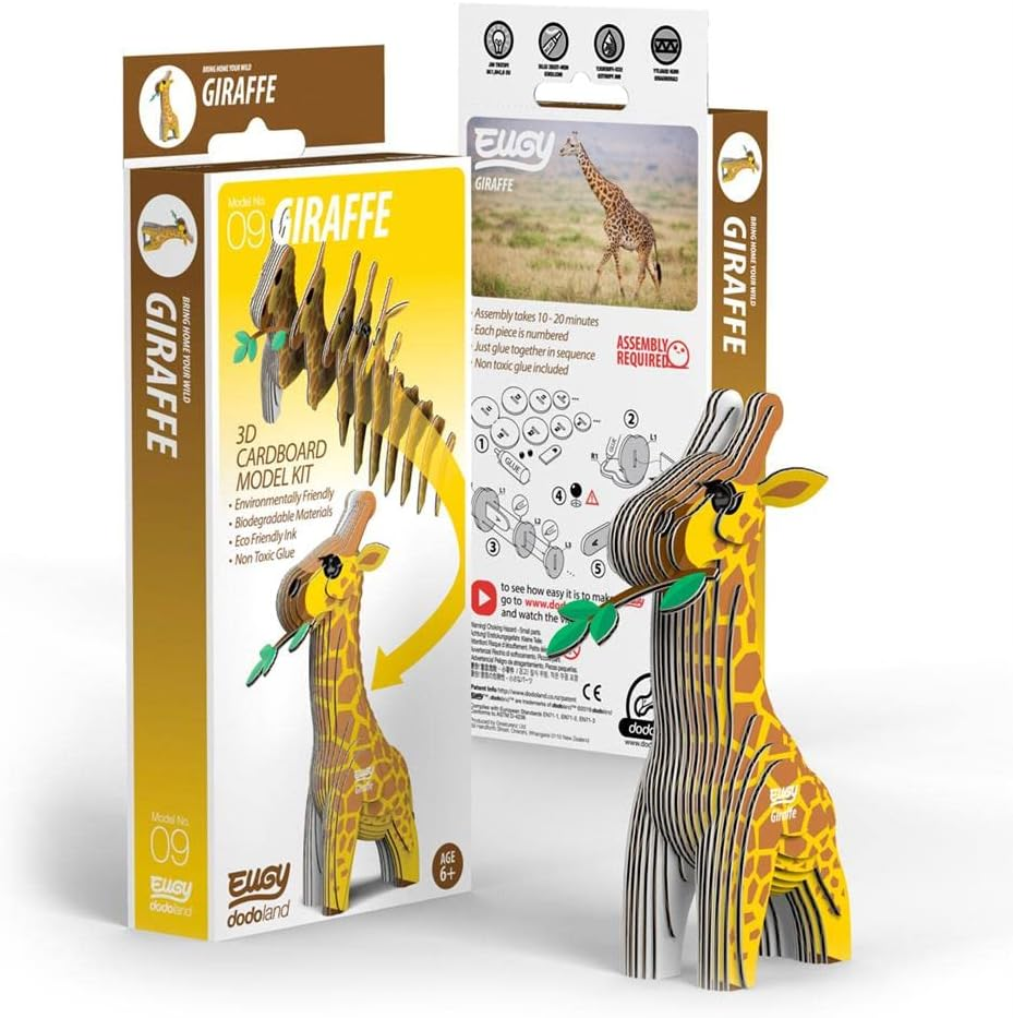 EUGY 009 Giraffe 3D Paper Puzzle - 20 Pieces Eco-Friendly Educational Toy Puzzle for Boys, Girls & Kids Ages 6+ image number 5