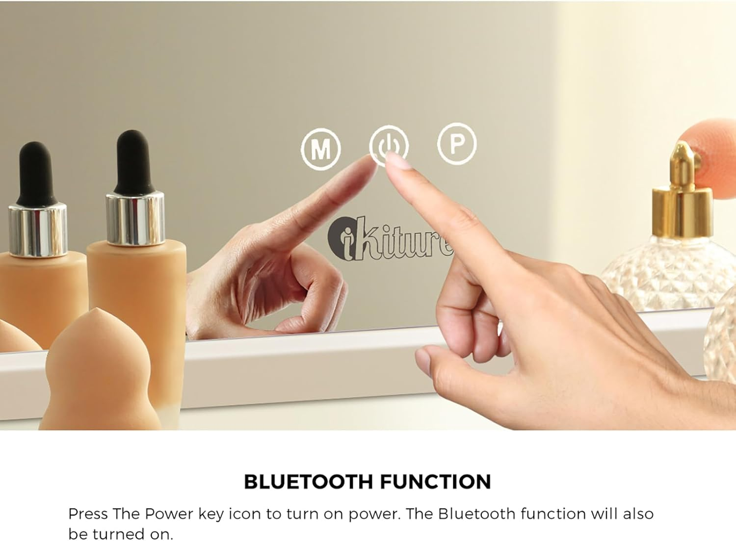 Oikiture Hollywood Vanity Mirror with Light 60.5 X 43Cm Vanity Mirror with 15 Dimmable Bulbs, Bluetooth Speaker USB Power Charging Makeup Vanity Mirror with 10X Magnifying Mirror