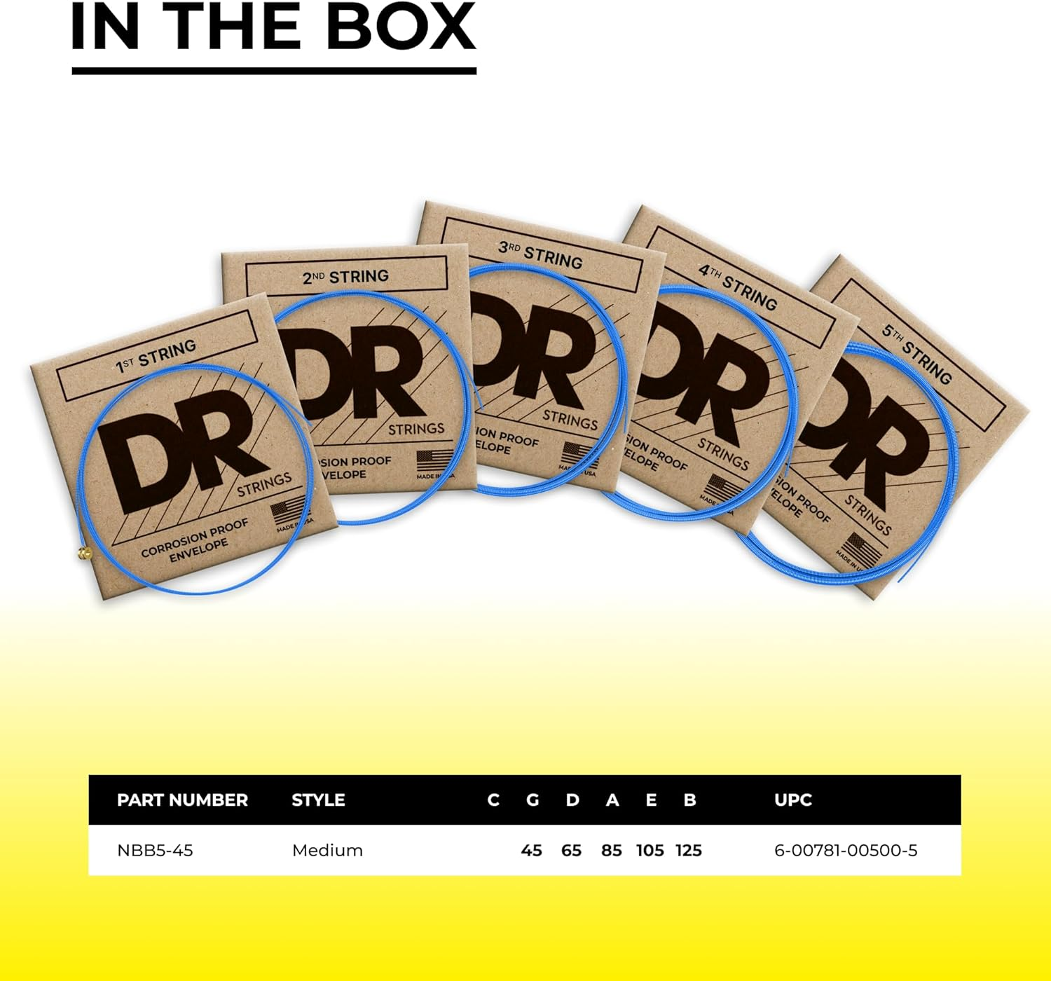 DR HI-DEF NEON - BLUE Colored Bass Strings: 5-String Medium 45-125 image number 2