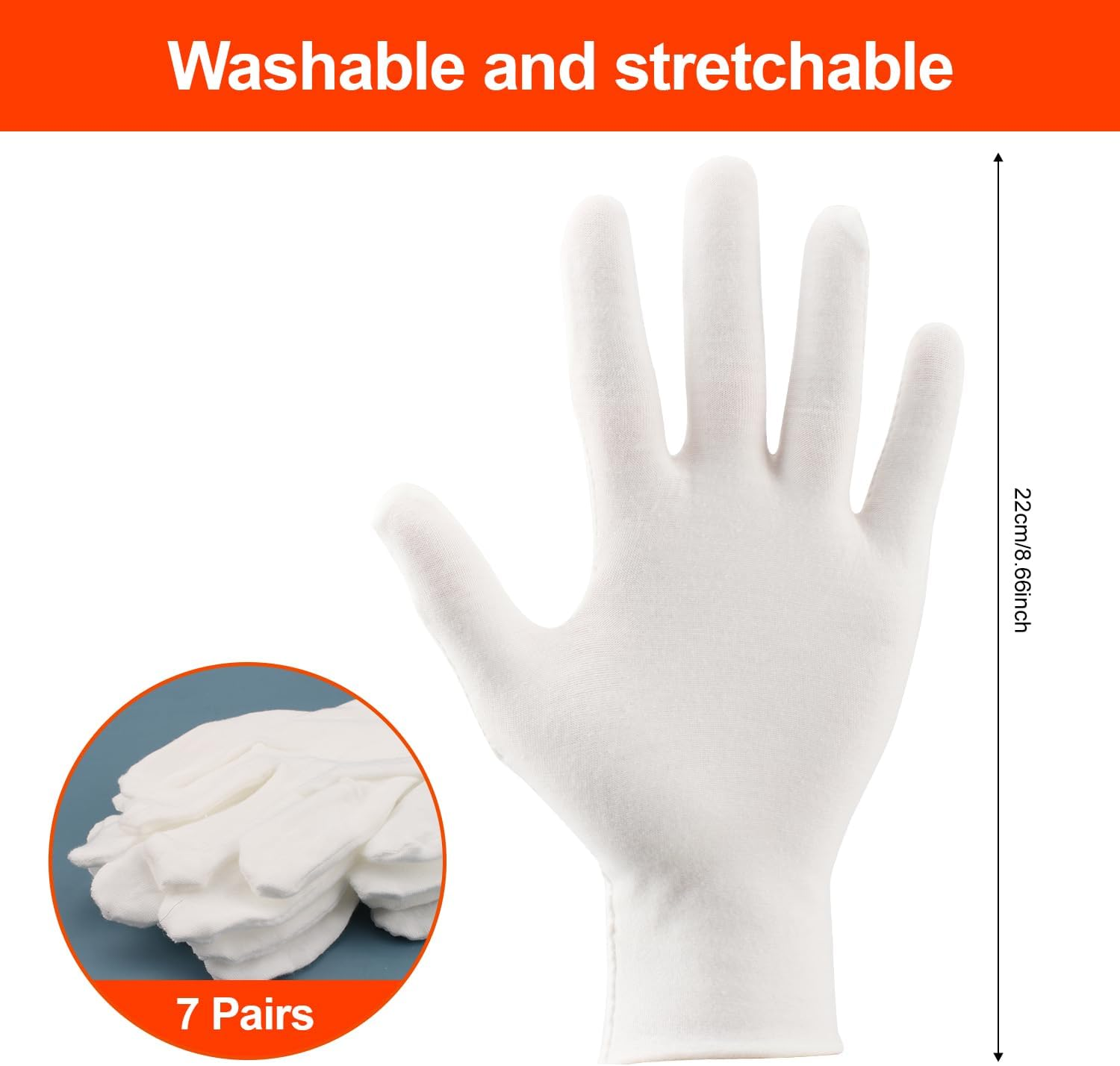 White Cotton Gloves,Cozy CORE Moisturizing Gloves Overnight for Dry Hand Moisturizing Cosmetic Eczema Hand Spa and Coin Jewelry Inspection, White Cotton Gloves for Men and Women,One Size Fit Most