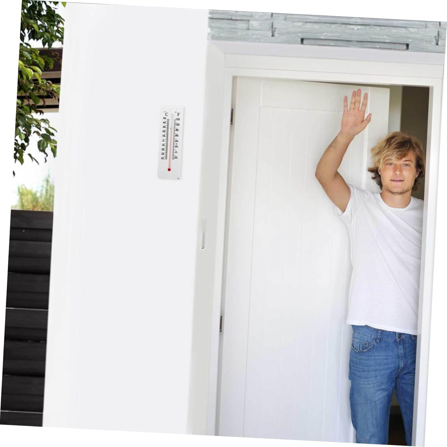 2Pcs Outdoor Thermometer Key Hider Box Weatherproof Key Storage with Temperature Display Plastic Wall-Mounted for Garden and Office Decor image number 4