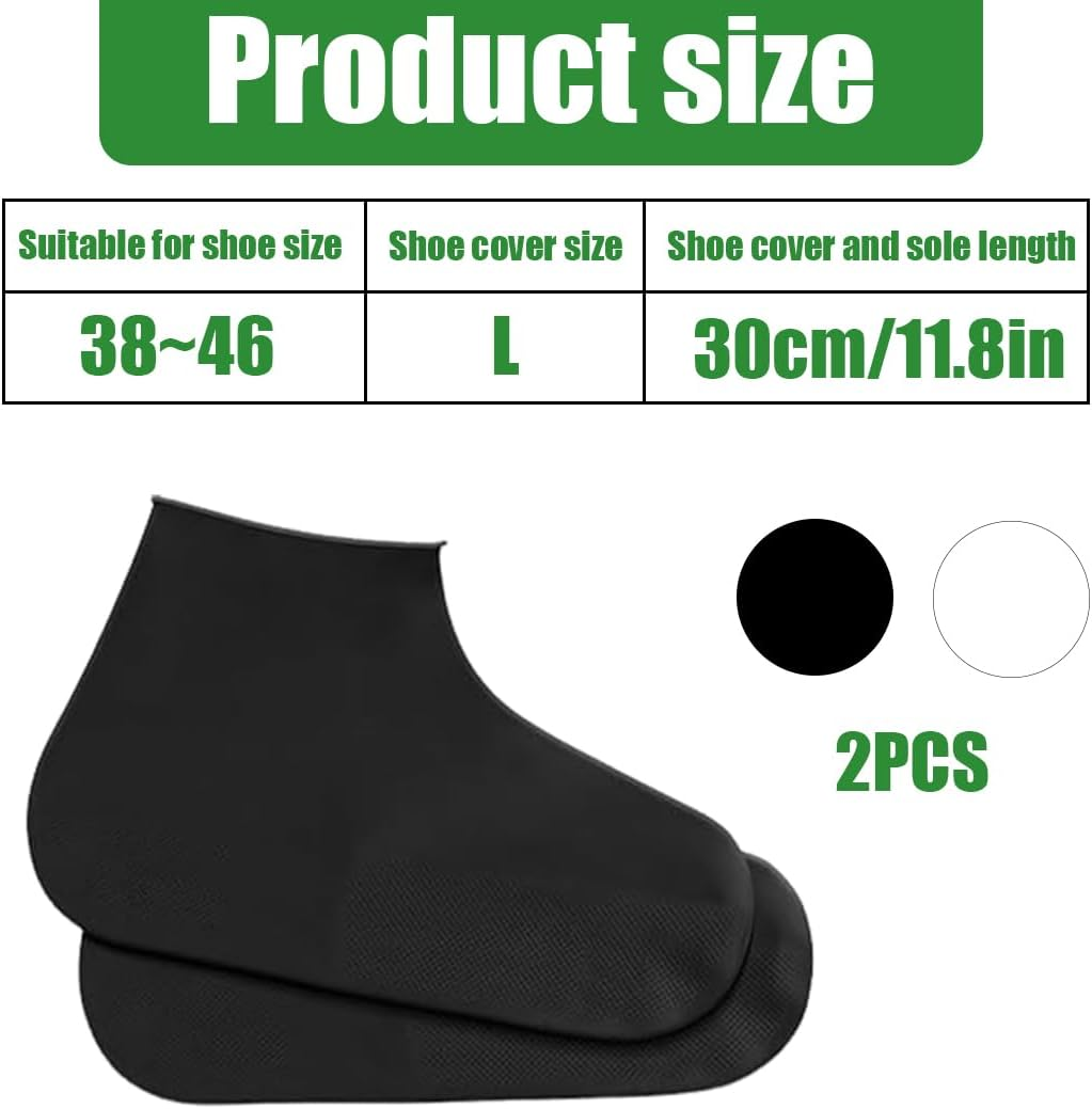 NHPY 2 Pairs of Shoe Covers Waterproof Shoe Covers Reusable Rain Cover Shoes Shoe Covers Rain L, Black, A image number 4
