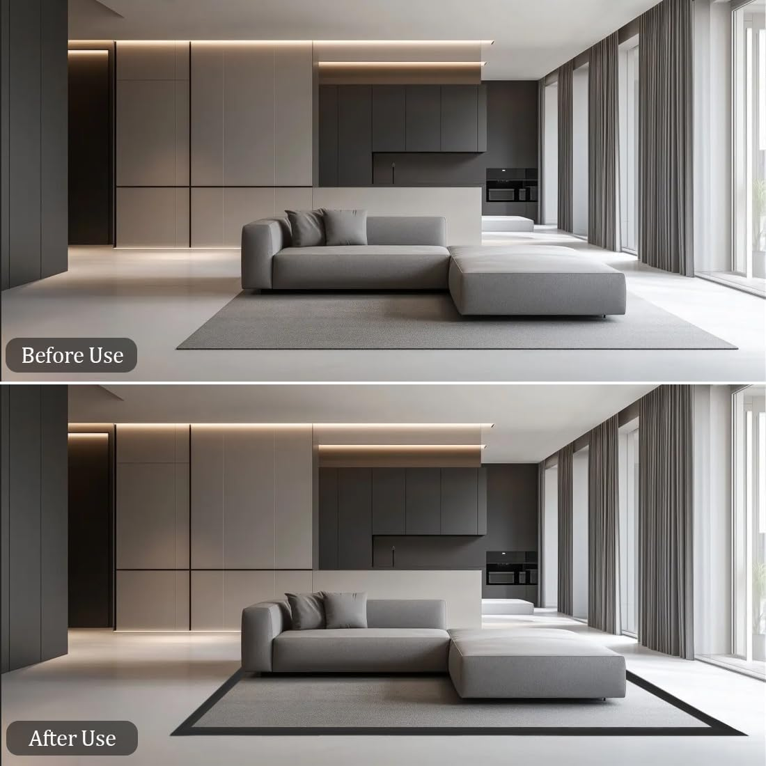 Flexible Carpet Edge Trim Strip,10 Ft Self-Adhesive Carpet Trim Strip,Flexible Rug Edge Protector for Doorway,Black - Black image number 3