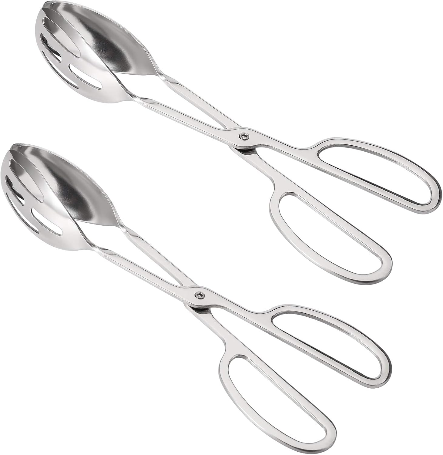 Jucoan 2 Pack Buffet Tongs Salad Tongs, 10 Inch Stainless Steel Food Serving Tongs Bread Tongs with Scissor Handles for Kitchen, Party image number 4