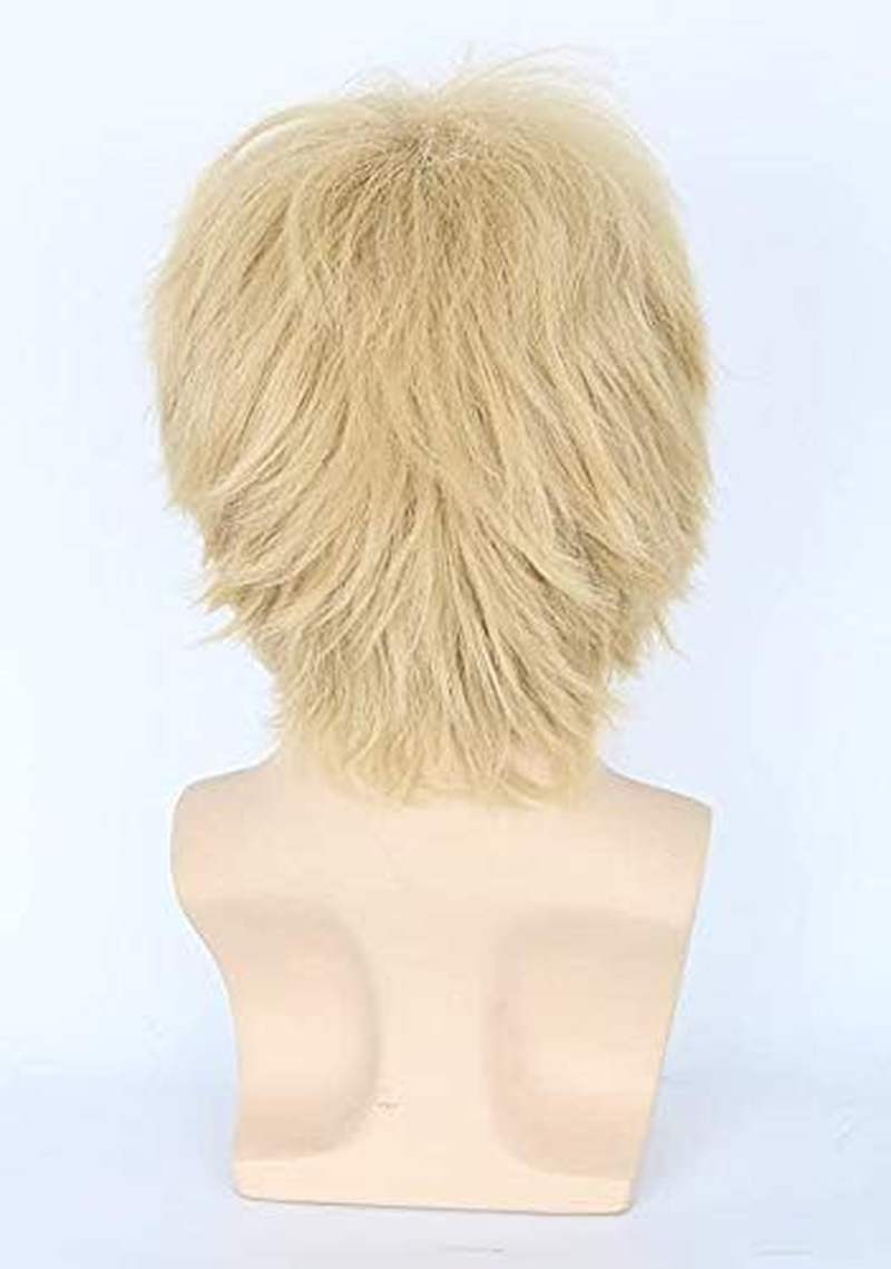 Topcosplay Short Straight Cosplay Halloween Wigs for Women Bob Cut Hair Wig with Bangs Light Blonde - Blue image number 5