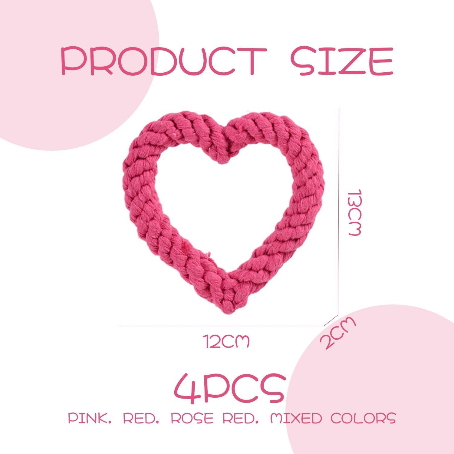 HDGSAFD Pack of 2 Pet Chew Toys, Heart-Shaped Braided Rope Toy, Pet Supplies, Suitable for Small and Medium Dogs image number 1