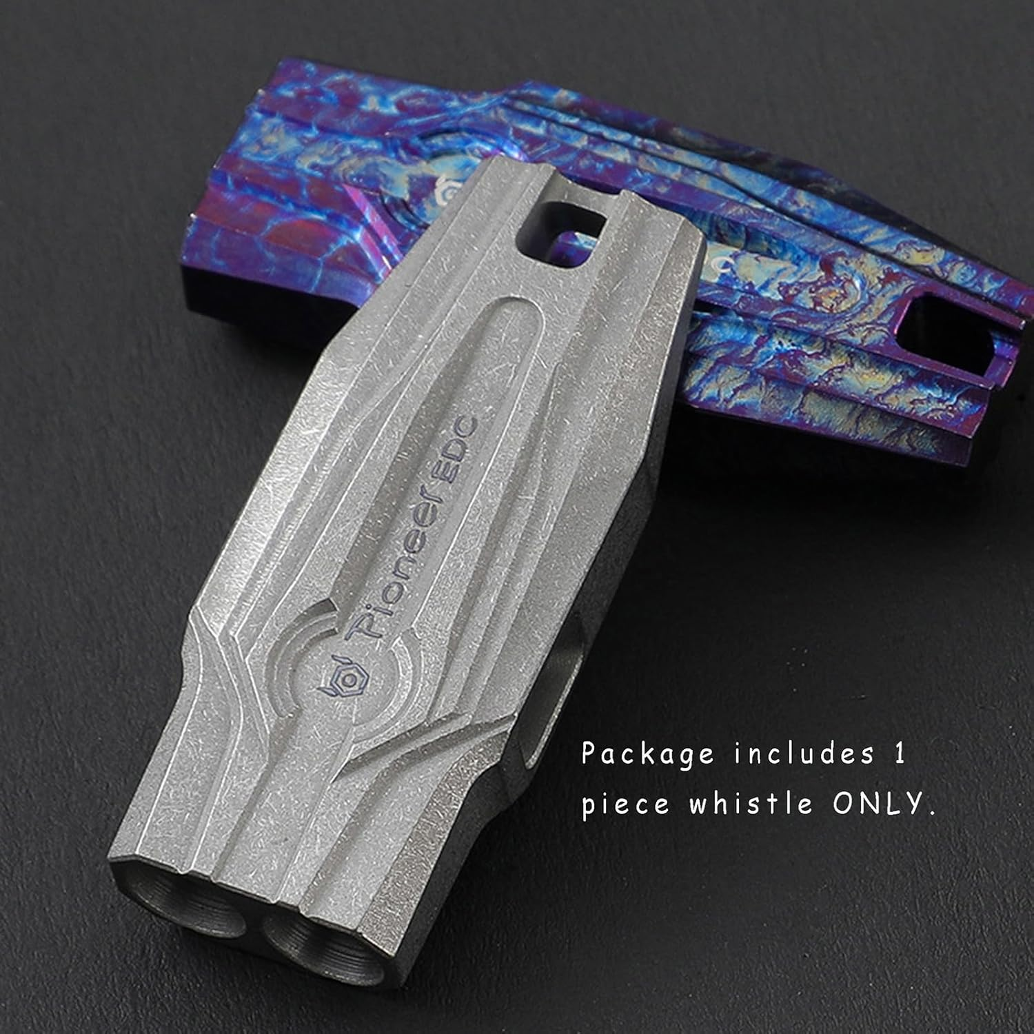 Emergency Whistles Titanium EDC Portable Whistle with Loud Sound up to 120 Decibels, Survival Whistle Keychain for Survival Hiking Camping Pet Training - Sandblasting image number 6