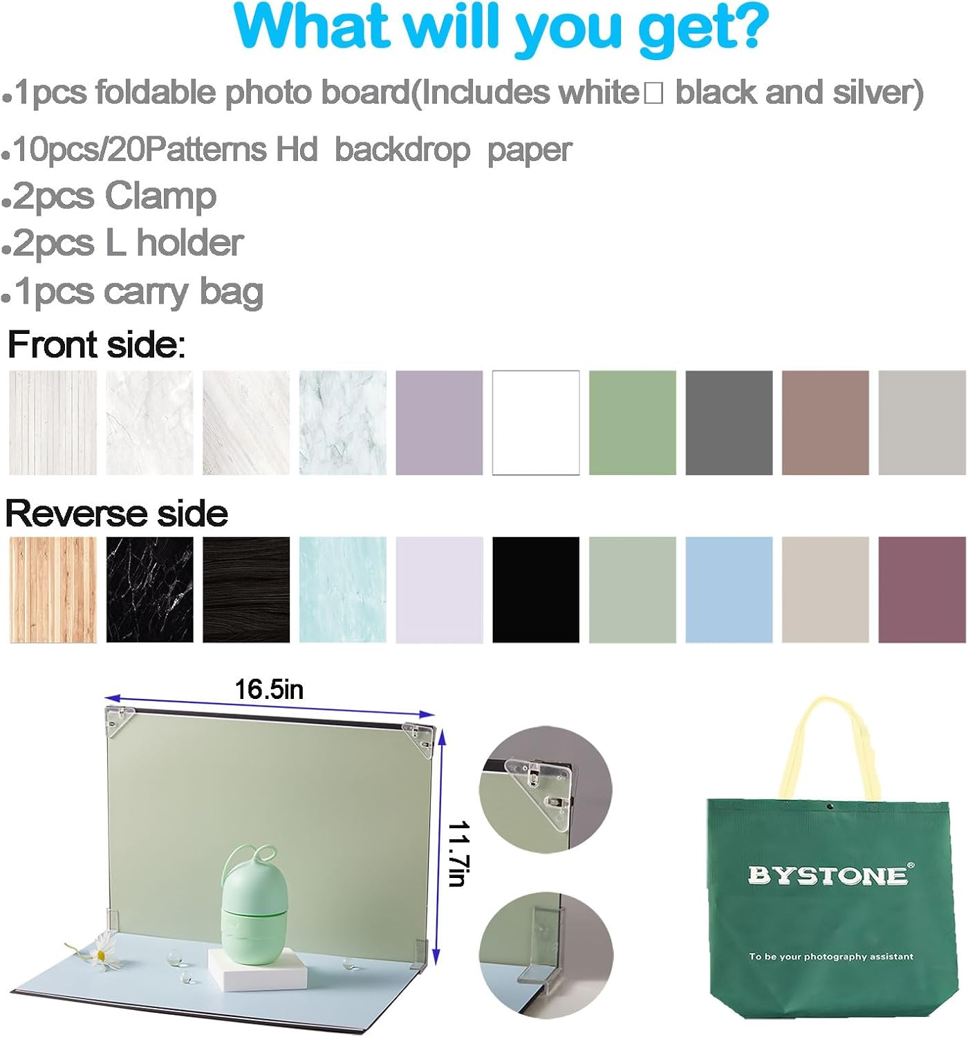 10Pcs 20Patterns Food Background Kit Table Top Product Photography Backdrops - Flat Lay Props Backdrops for Content Creators (Small Size 16X11.5In) (Mixed Colors Kit B) image number 2