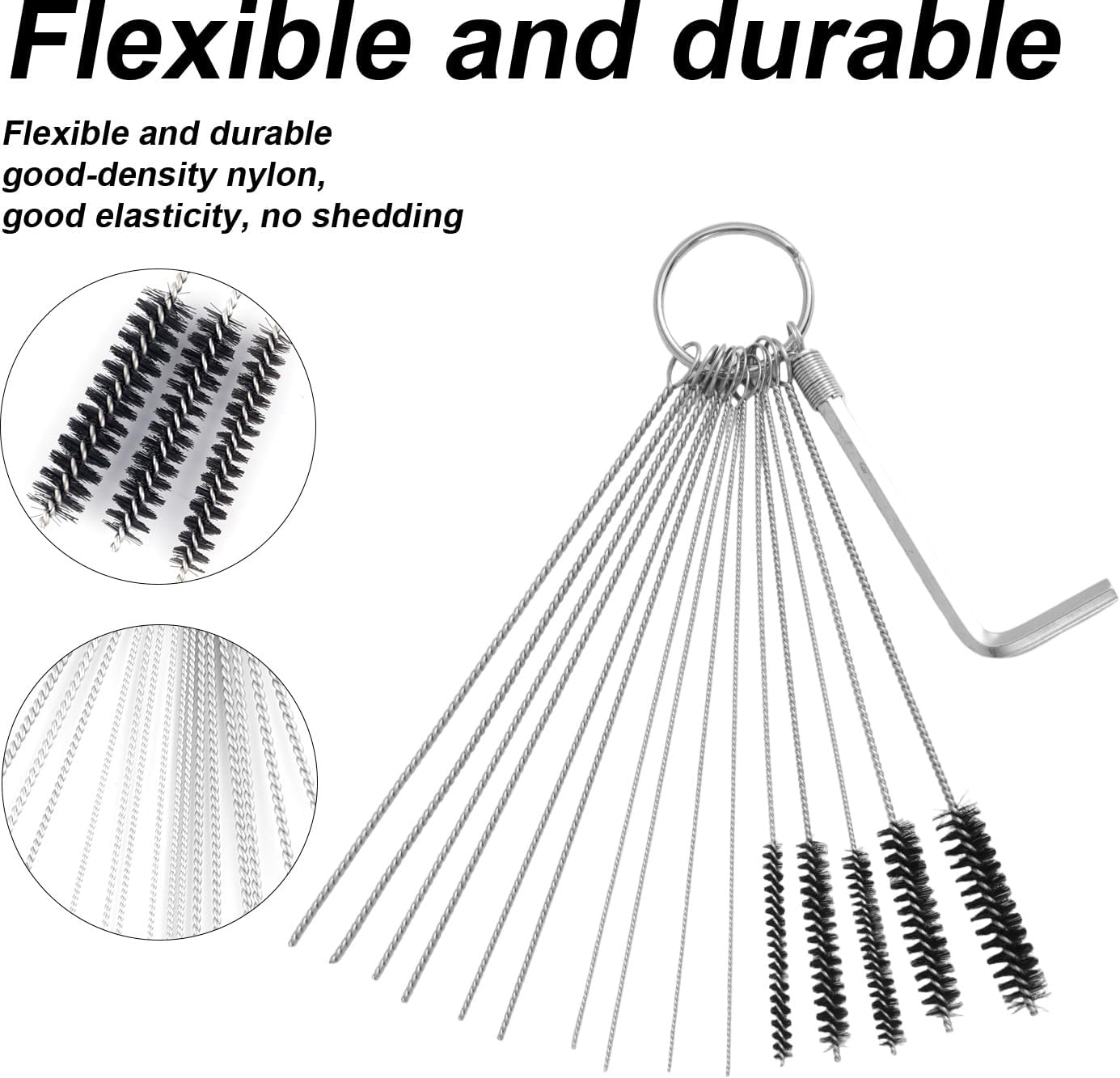 Carburetor Cleaner Kit, Torch Tip Dirt Cleaning Set with 30 Nylon Brushes 60 Clean Needles 2 Hexagonal Wrench 2 Pointed Picks 26 Cleaning Wires for Carburetor Jet Engine image number 1