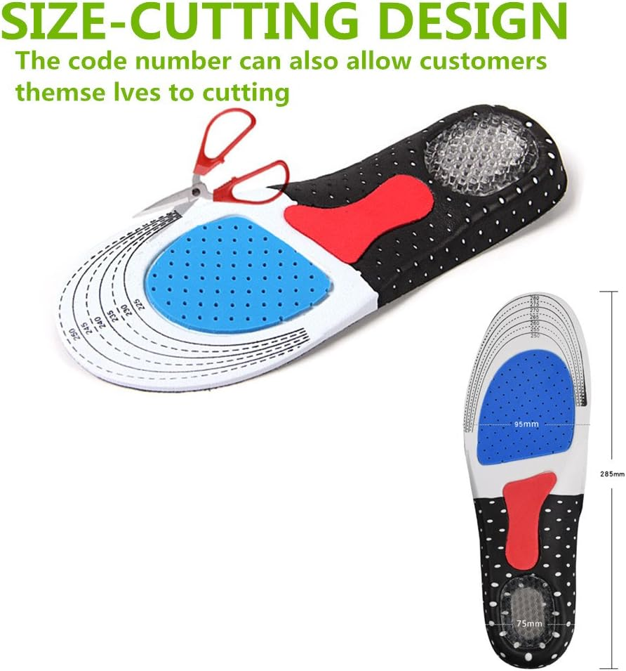 Shoe Insoles - Plantar Fasciitis Inserts for Men & Women, Full Length Arch Support Orthotics Insoles, Heel Pain Relief, Shock Absorption for Walking, Running and Hiking(Women5-9)