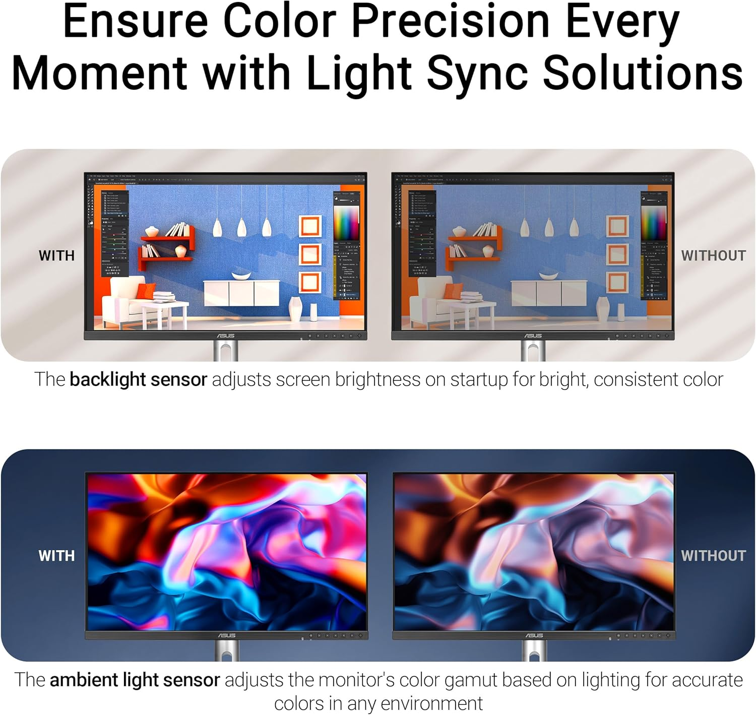 ASUS Proart Display 5K PA27JCV Professional Monitor &ndash; 27-Inch, IPS, 5K (5120 X 2880), 99% DCI-P3, Luxpixel&trade; AGLR, Light Sync, Color Accuracy &Delta;E < 2, Calman Verified, USB-C PD 96W, VESA Displayhdr 500 image number 6