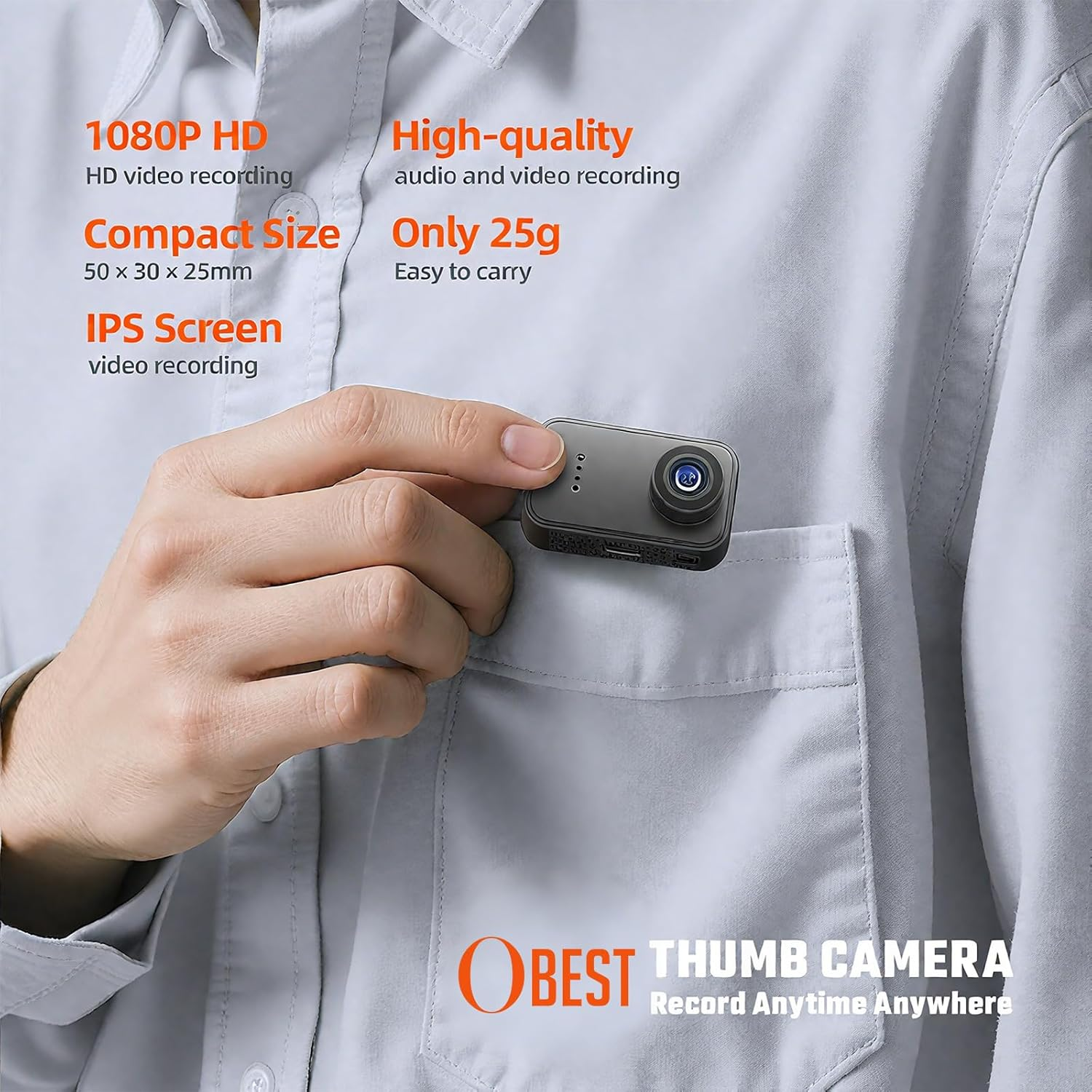 OBEST Mini Sport Camera 1080P with 1.47-Inch Ips,Action Camera HD Lens with a 130-Degree Wide-Angle Lens,Cat Collar Camera for Cyclist, Outdoor Adventurer,Animal image number 1