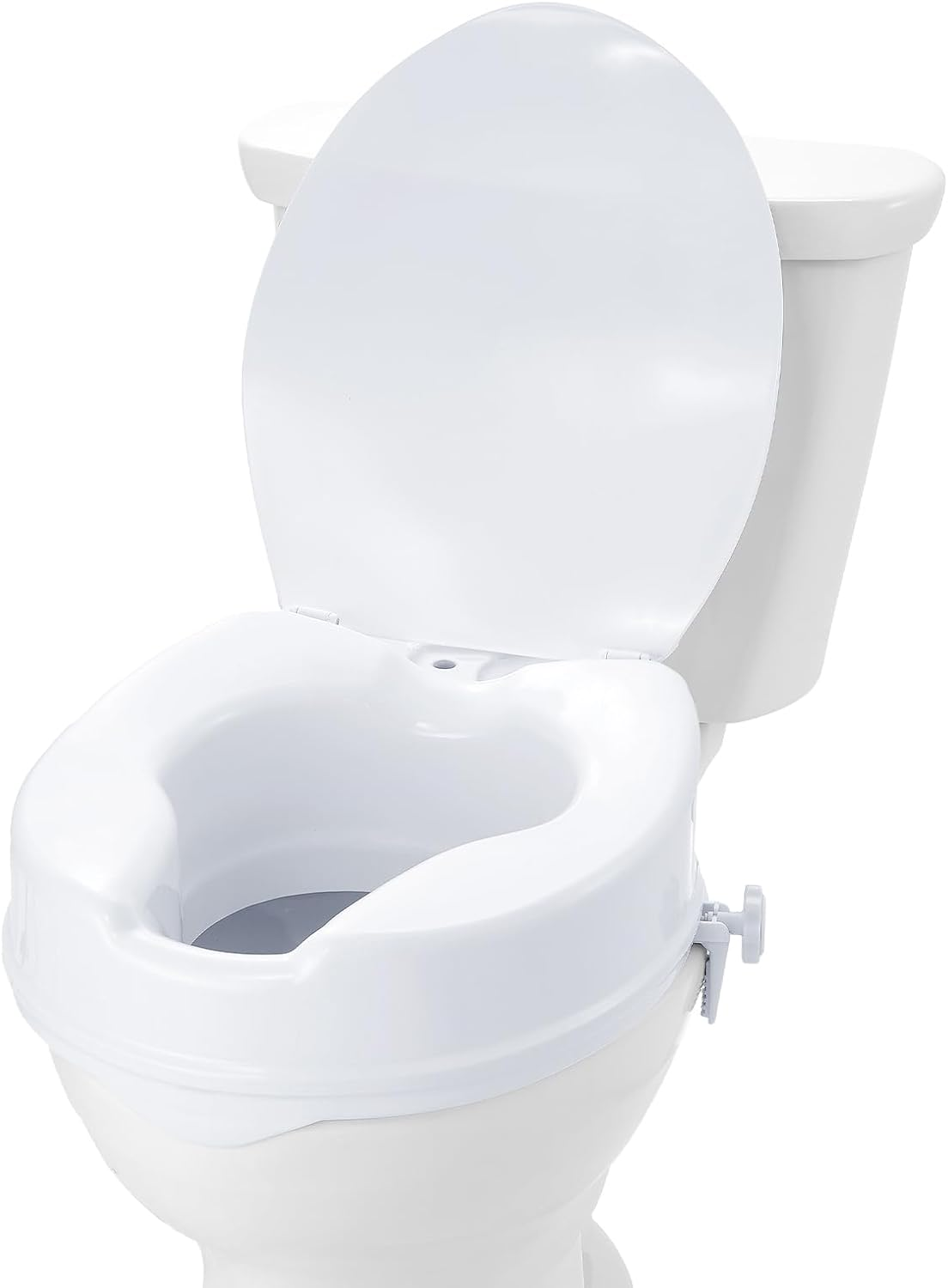 VEVOR Raised Toilet Seat, 10Cm Height Raised, 136 Kg Weight Capacity, Universal Toilet Seat Riser, Screw Rod Locking, with Toilet Seat, for Elderly, Handicap, Patient, Pregnant, Medical image number 4