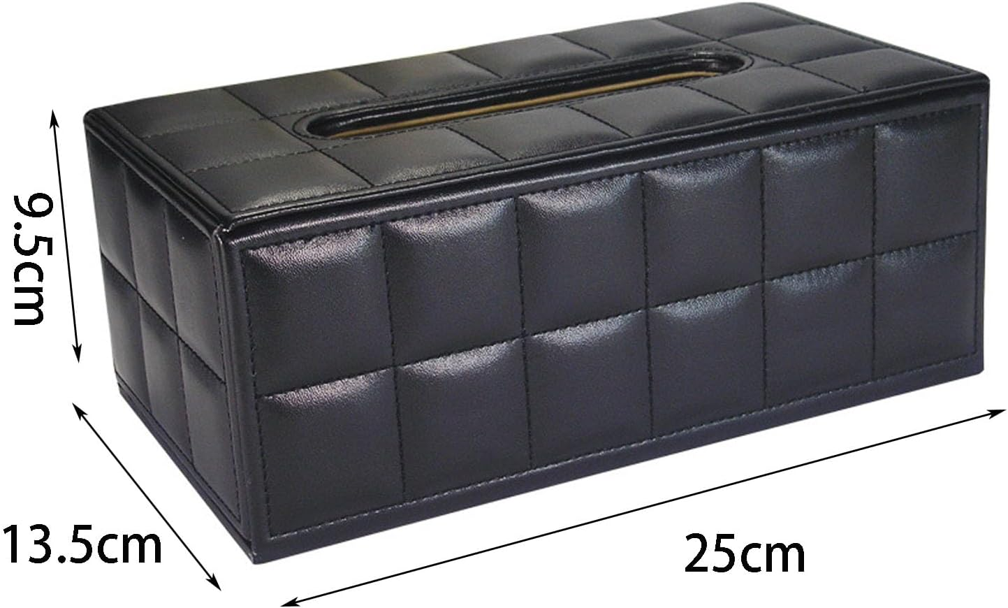 PU Leather Tissue Box Cover, Rectangle Black Tissue Box Holder for Home Decor, Office Desk & Bathroom, Fits Standard Tissue Boxes(Black) image number 3