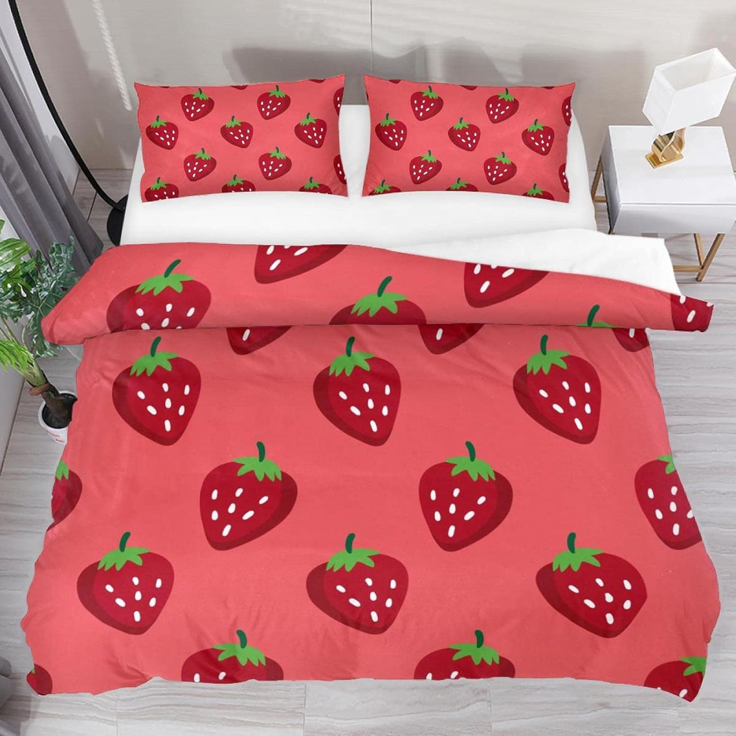 3 Pcs Microfiber Bedding Set Duvet Cover Pillow Shams Bed Striped Triangles Pattern Geometric Quilt Cover 1 Cover 2 Pillowcase with Zip,Lightweight and Soft