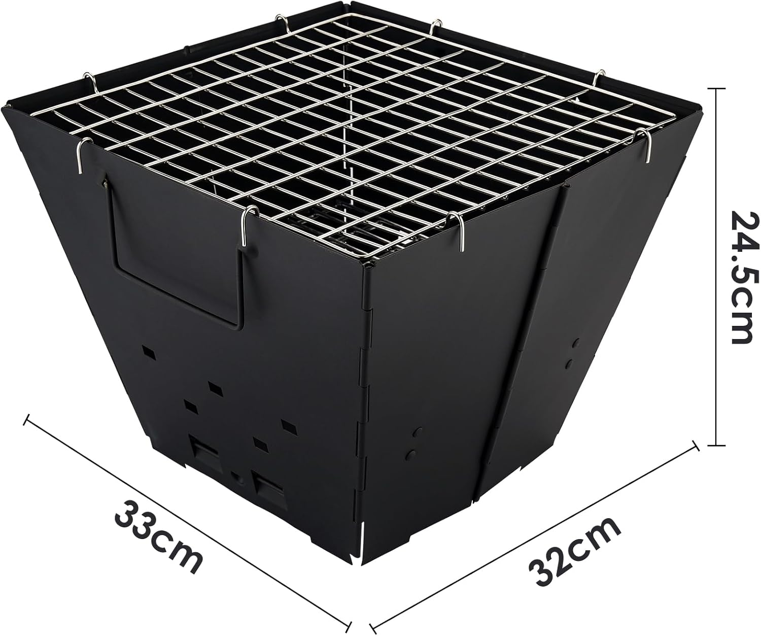 Portable Camping Fire Pit with Top Grill, 2 in 1 Small Folding Wood Burning Camping Campfire Grill with Carry Bag for Outdoor Cooking, Bonfire, Patio, Backyard image number 2