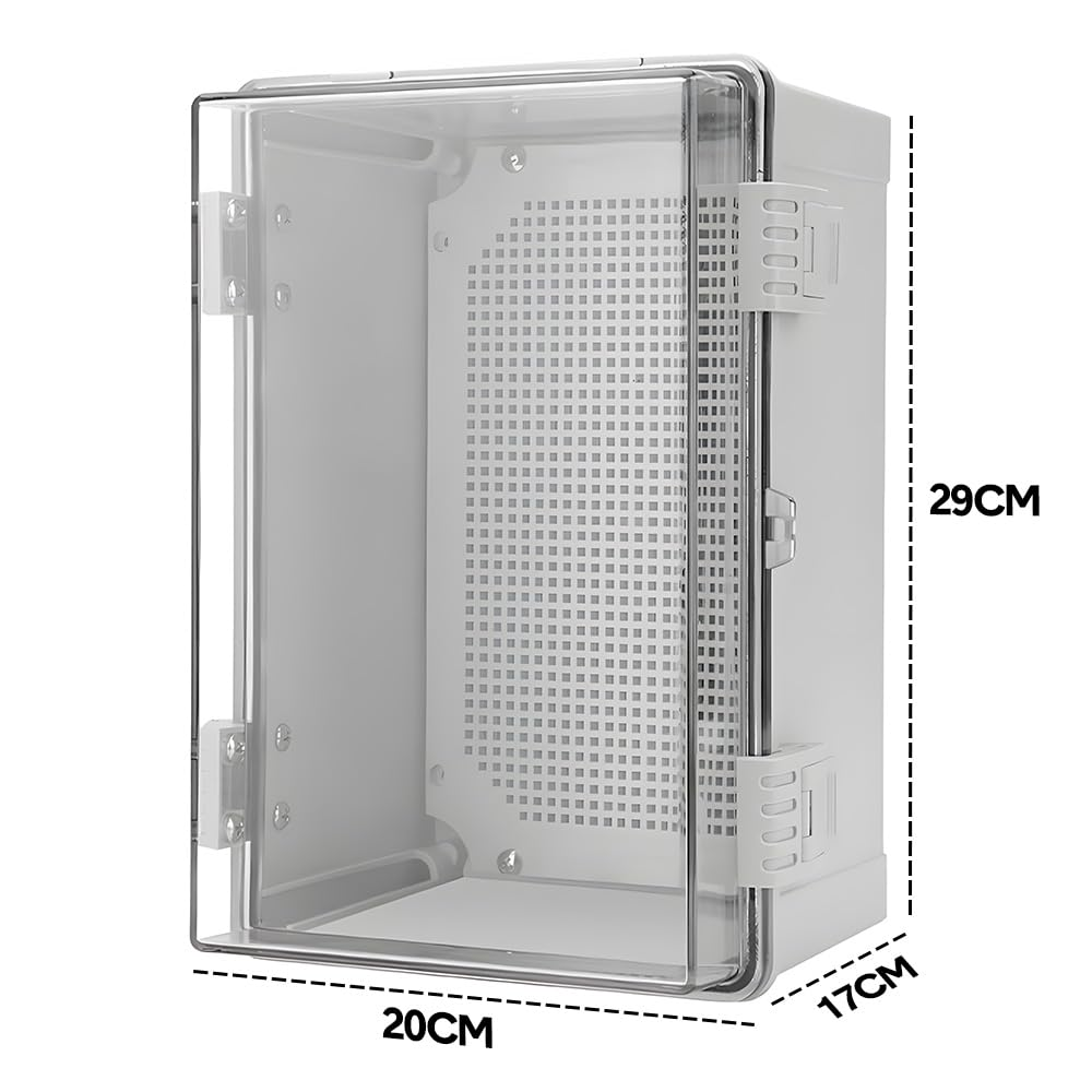 ALSTON ABS Junction Box IP66 Waterproof Enclosure with Clear Hinged Cover and Mounting Plate for Project 30X20X17Cm image number 1