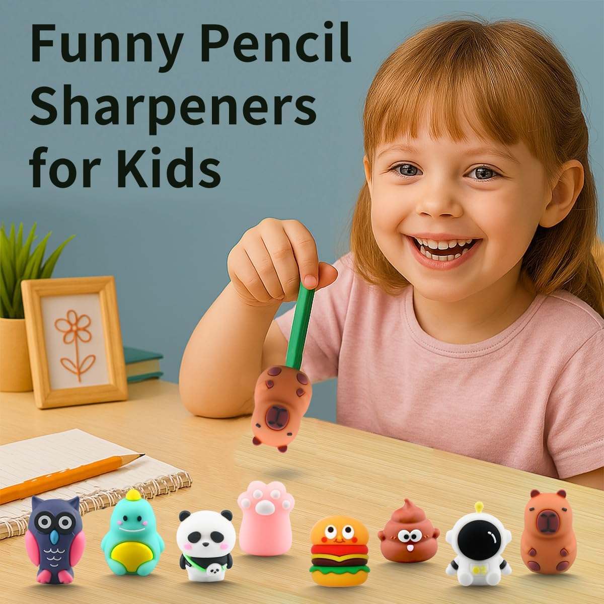 8 PCS Cute Pencil Sharpener for Kids, Fun Cartoon Handheld Little Pencil Sharpeners, Small Kawaii Party Favors Stationary Lovely Gifts for School Office Supplies image number 5
