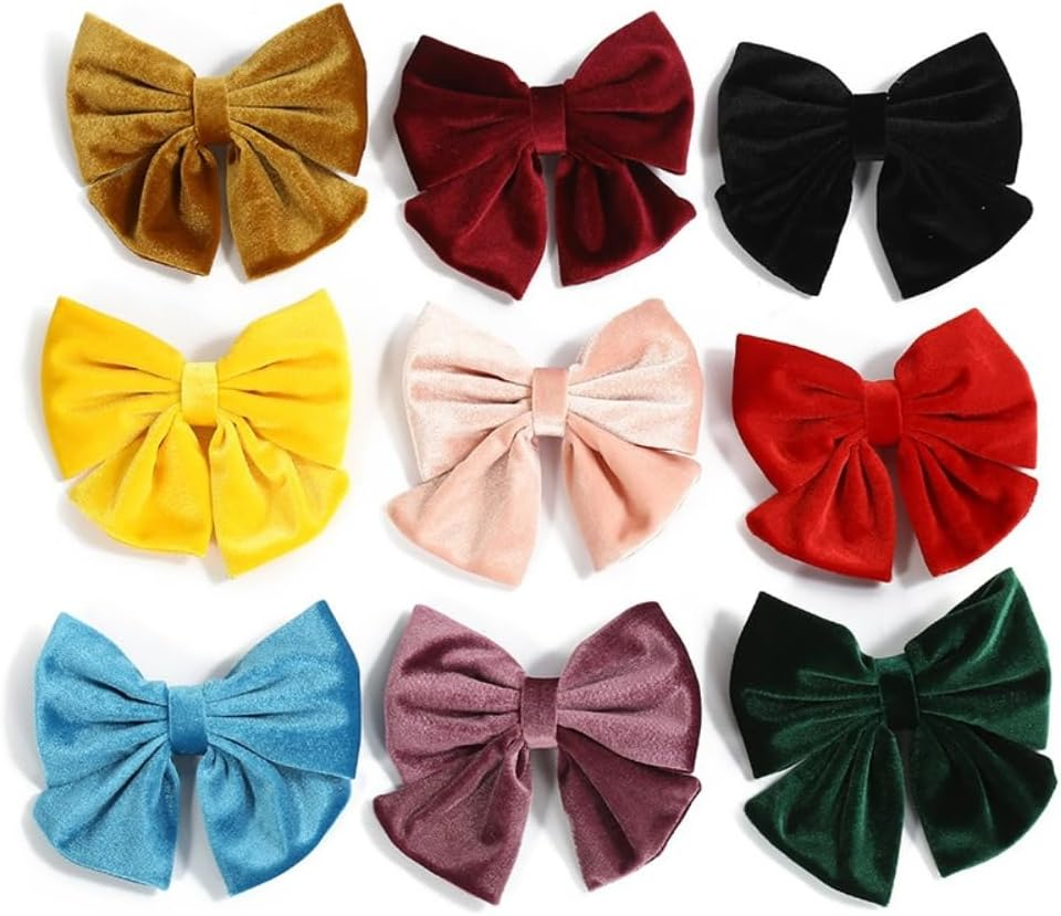 Whakano Velvet Hair Bow Elegant Hair Clips for Women, Clips Hair Clips, French Hair Jewellery Headpiece for Women, Hair Accessory, for Party, Wedding, Makeup, Dark Green image number 1