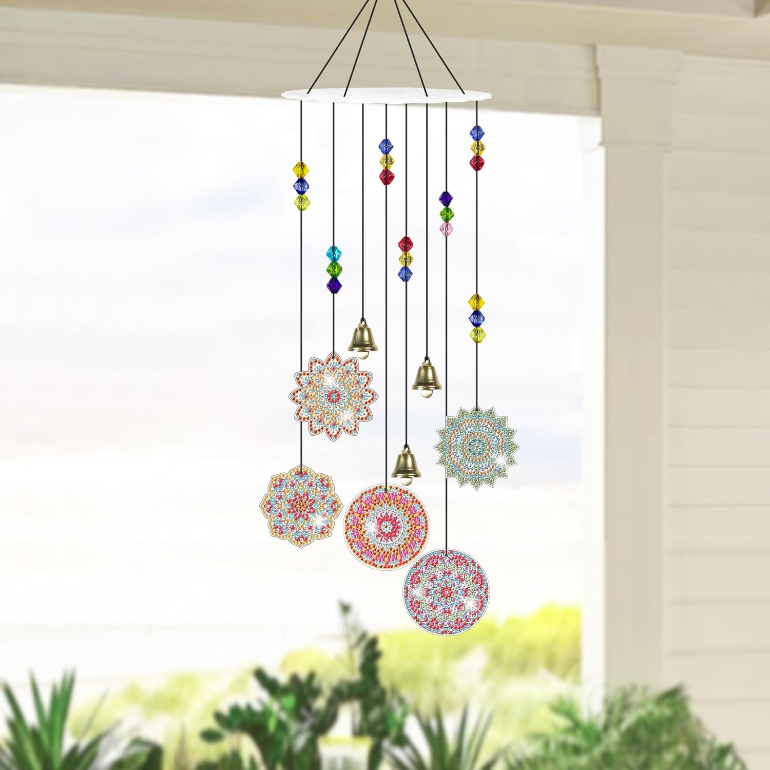Vcekract Diamond Painting Wind Chimes, Mandala Diamond Art Kits for Adults, Double Sided Diamond Art Wind Chimes, Diamond Painting Crafts for Garden Decor image number 1