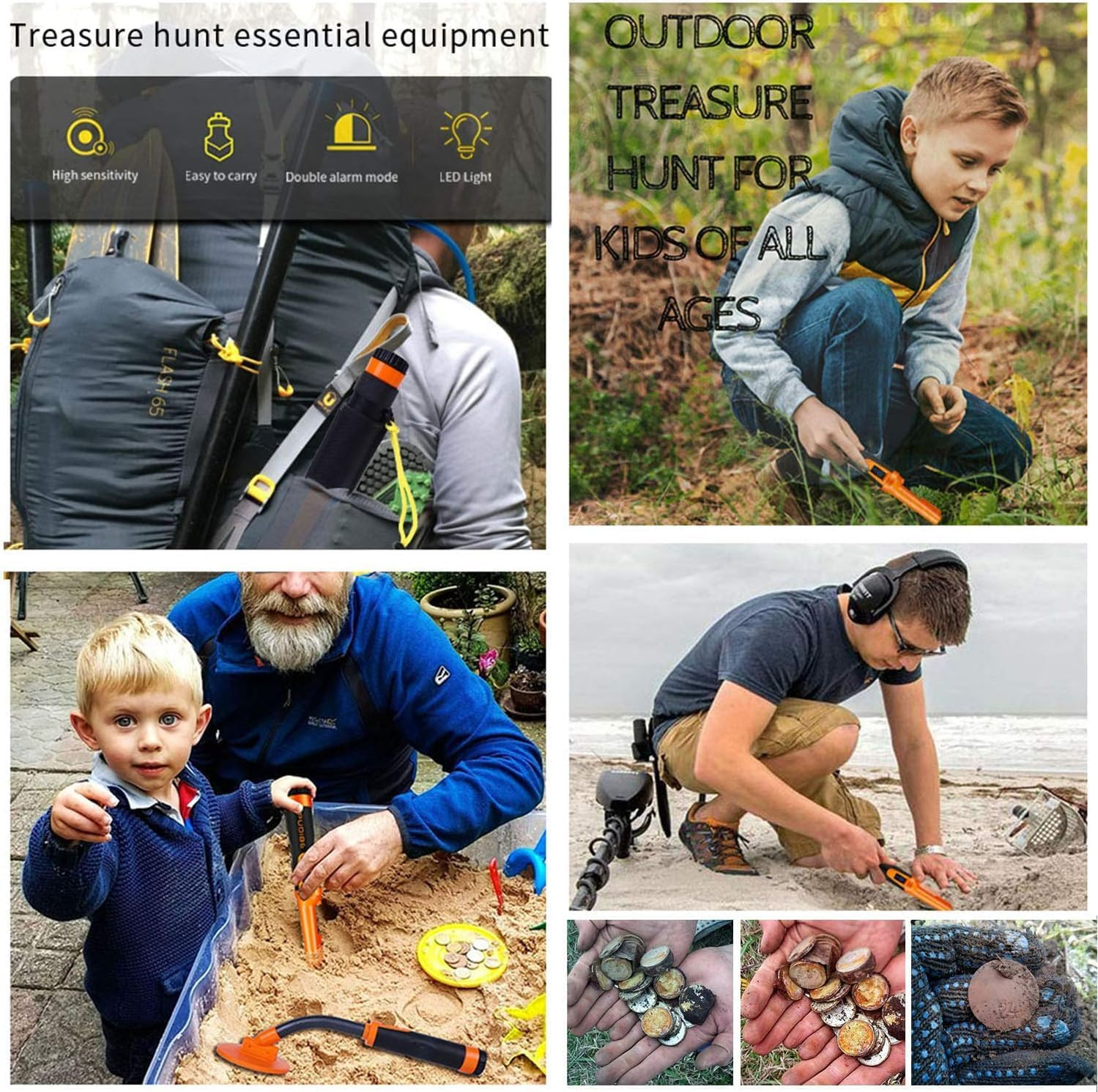 Hand Metal Detector, High Sensitivity Metal Detector with LCD Display&Belt Holster,360&deg;Scanning,All Metal Finder Locating Gold Coin Silver Jewelry Waterproof