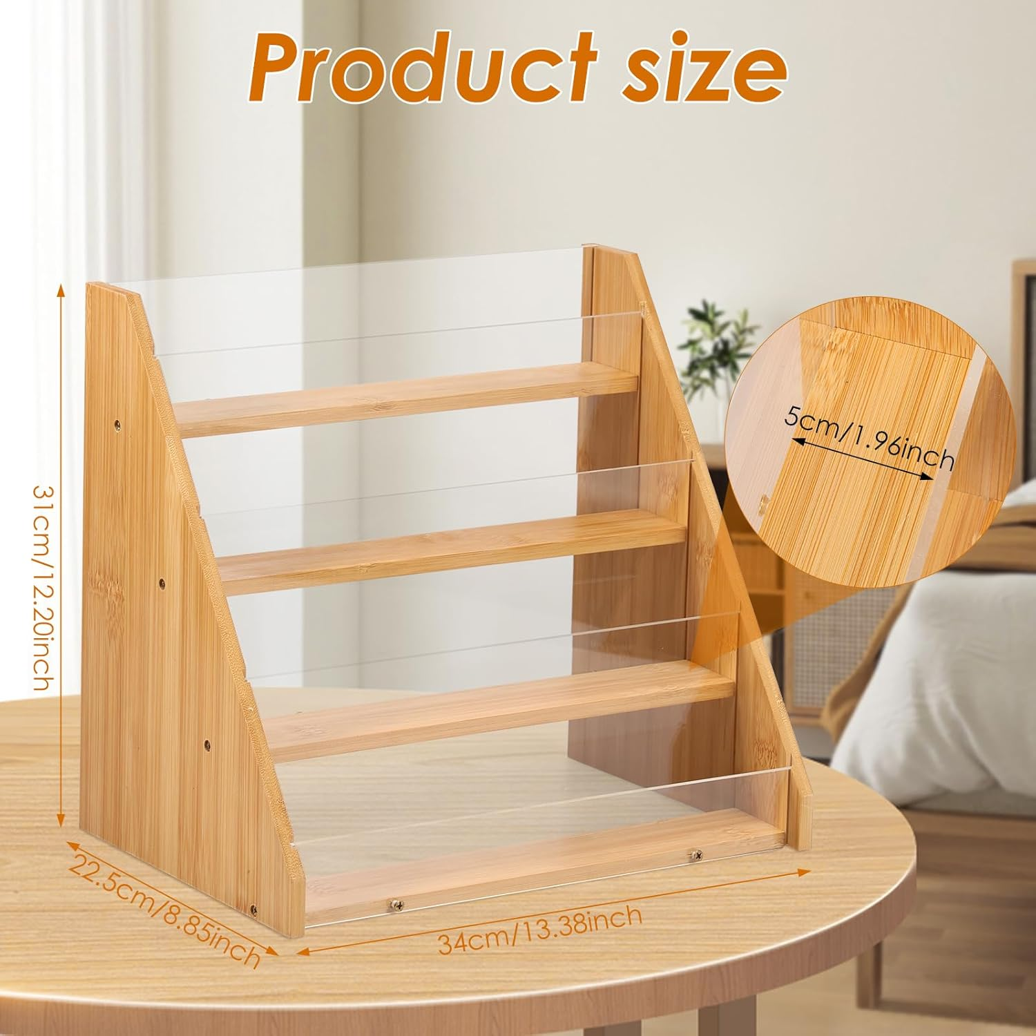 Card Display Stand,Postcard Display,Multifunctional Card Organizer,Easy to Install Greeting Card,Card Display Stand Greeting Card,Display 4 Bamboo and Acrylic Card,Stand Multifunctional image number 4